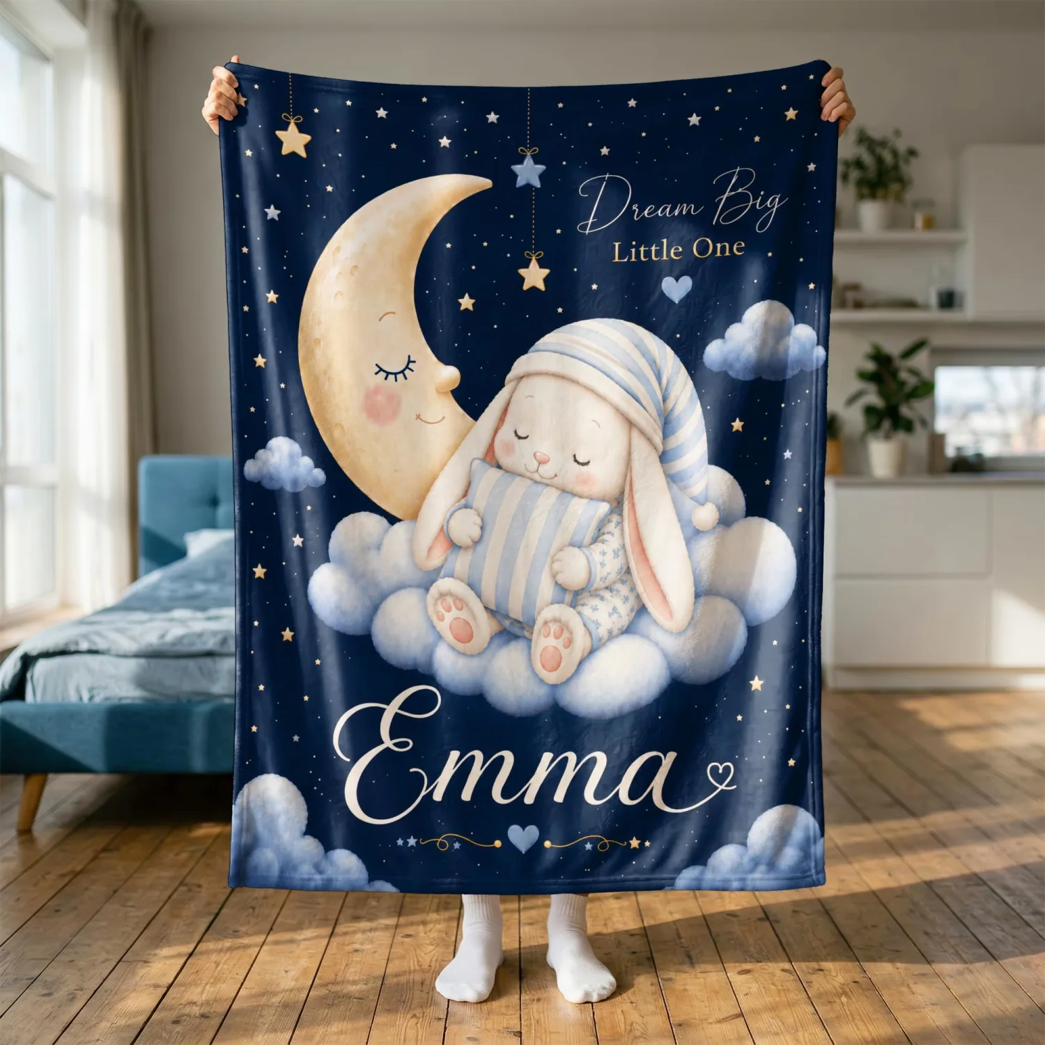 Personalized Baby Blanket With Name, Custom Baby Blankets Gift for Boy Girl