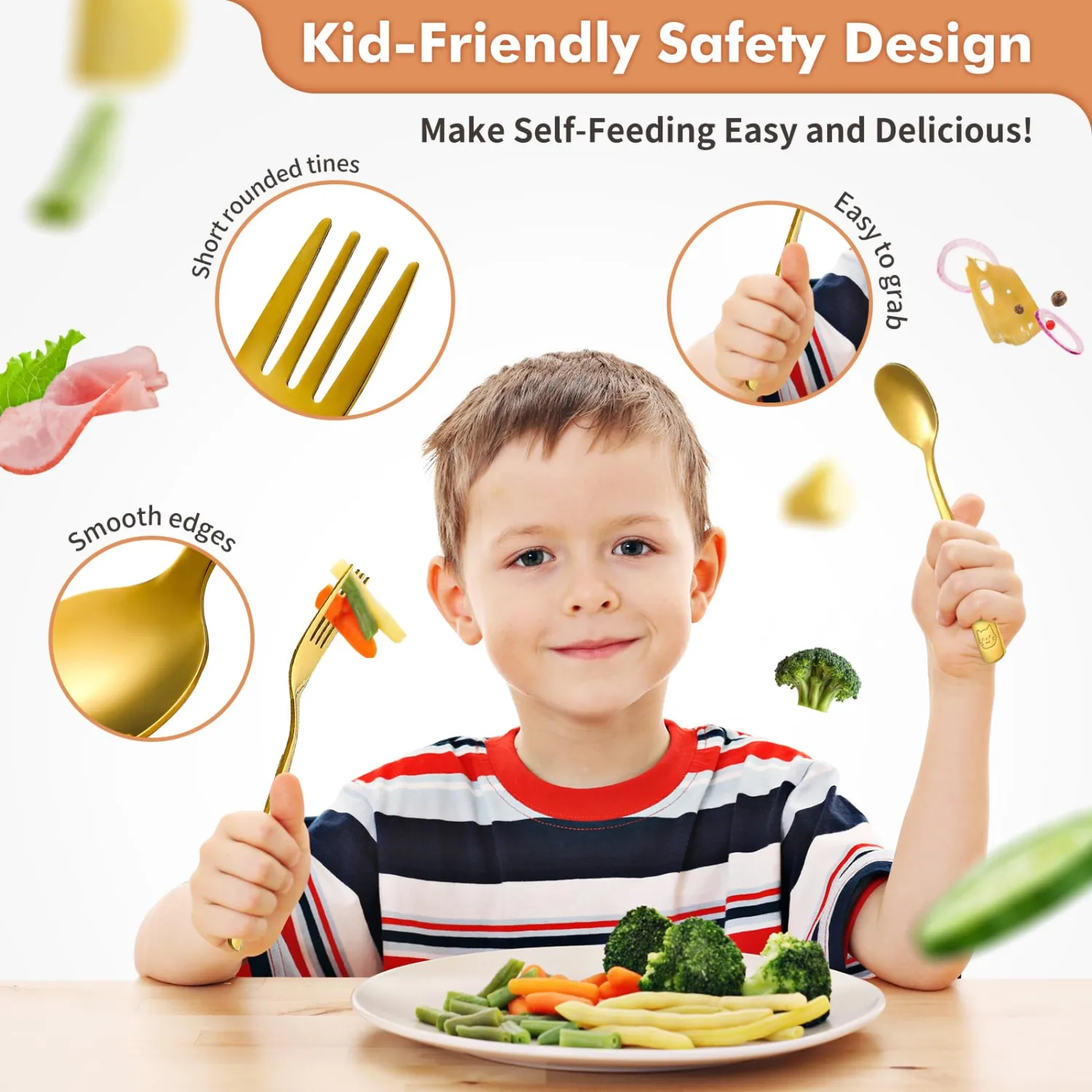 DRKIO 12Pcs Stainless Steel Toddler Utensils Small Metal Kids Silverware