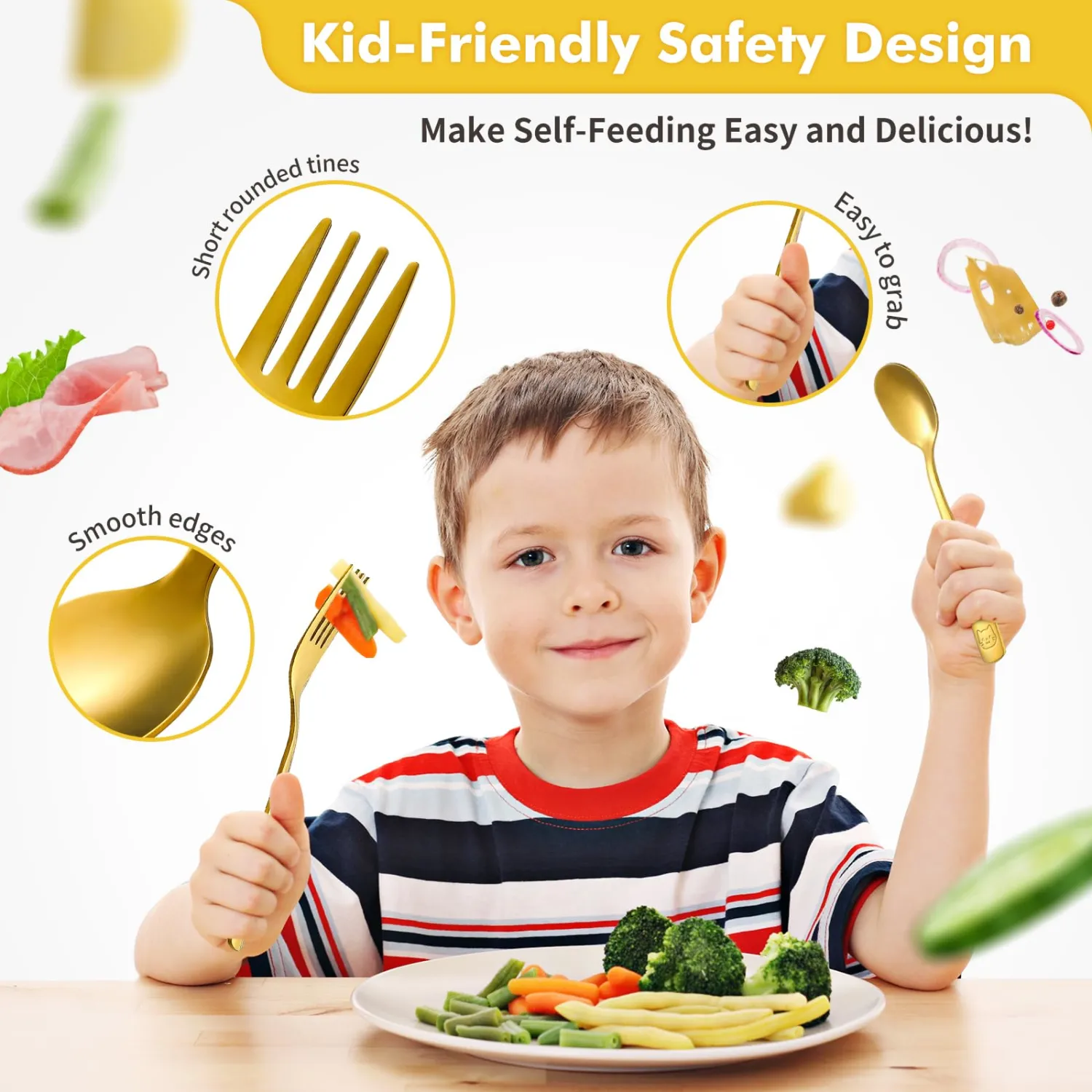DRKIO 12Pcs Stainless Steel Toddler Utensils Small Metal Kids Silverware