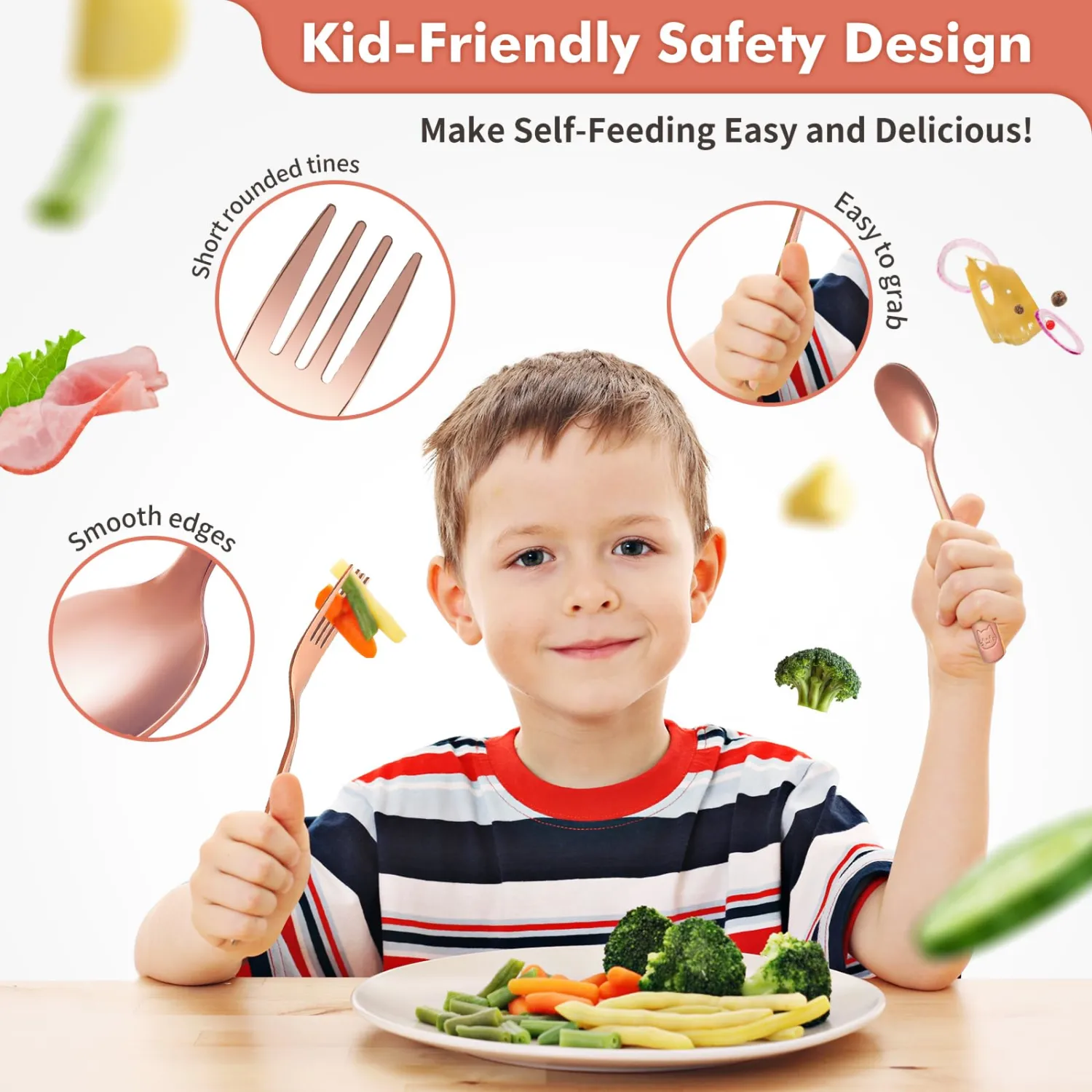 DRKIO 12Pcs Stainless Steel Toddler Utensils Small Metal Kids Silverware