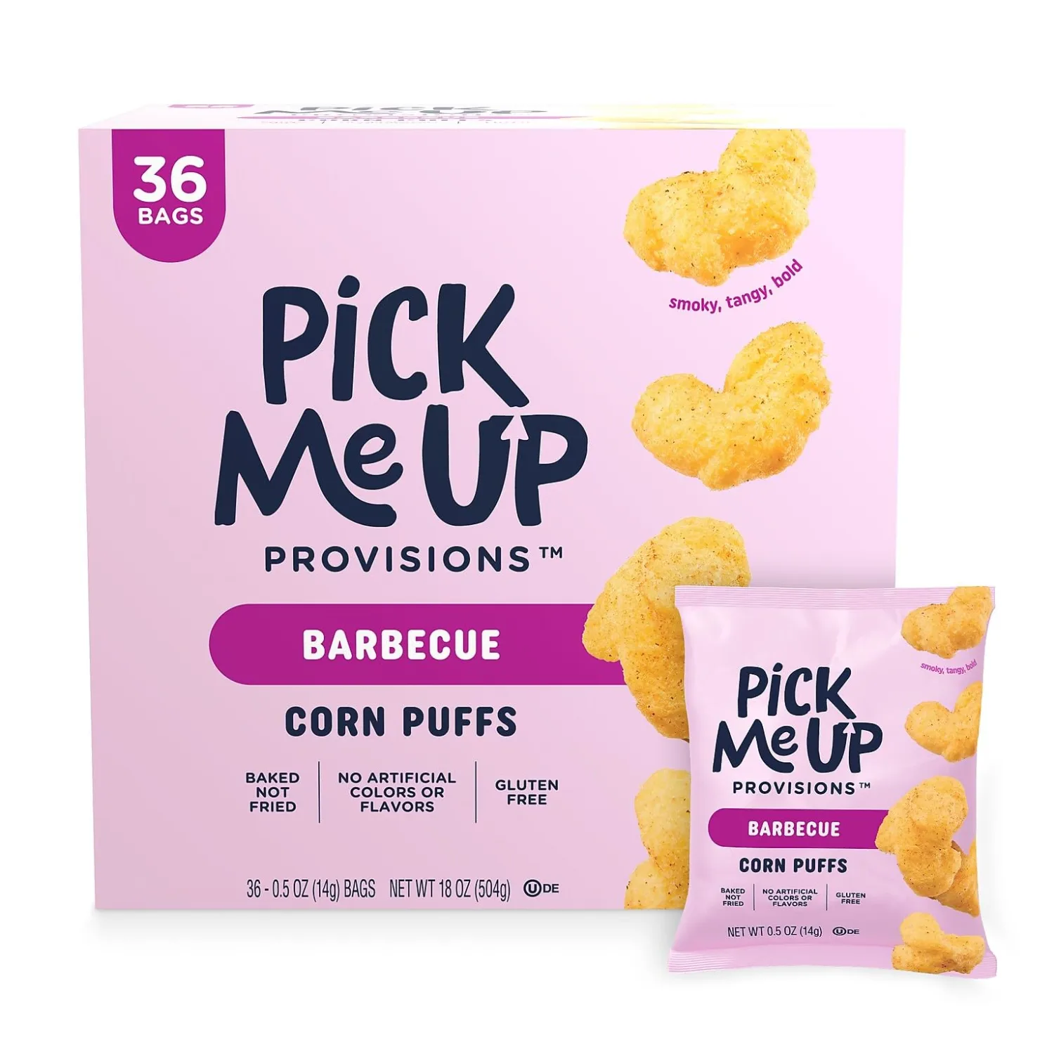Pick Me Up Provisions Gluten Free Barbecue Corn Puffs, 0.5 Oz, 36/Bx