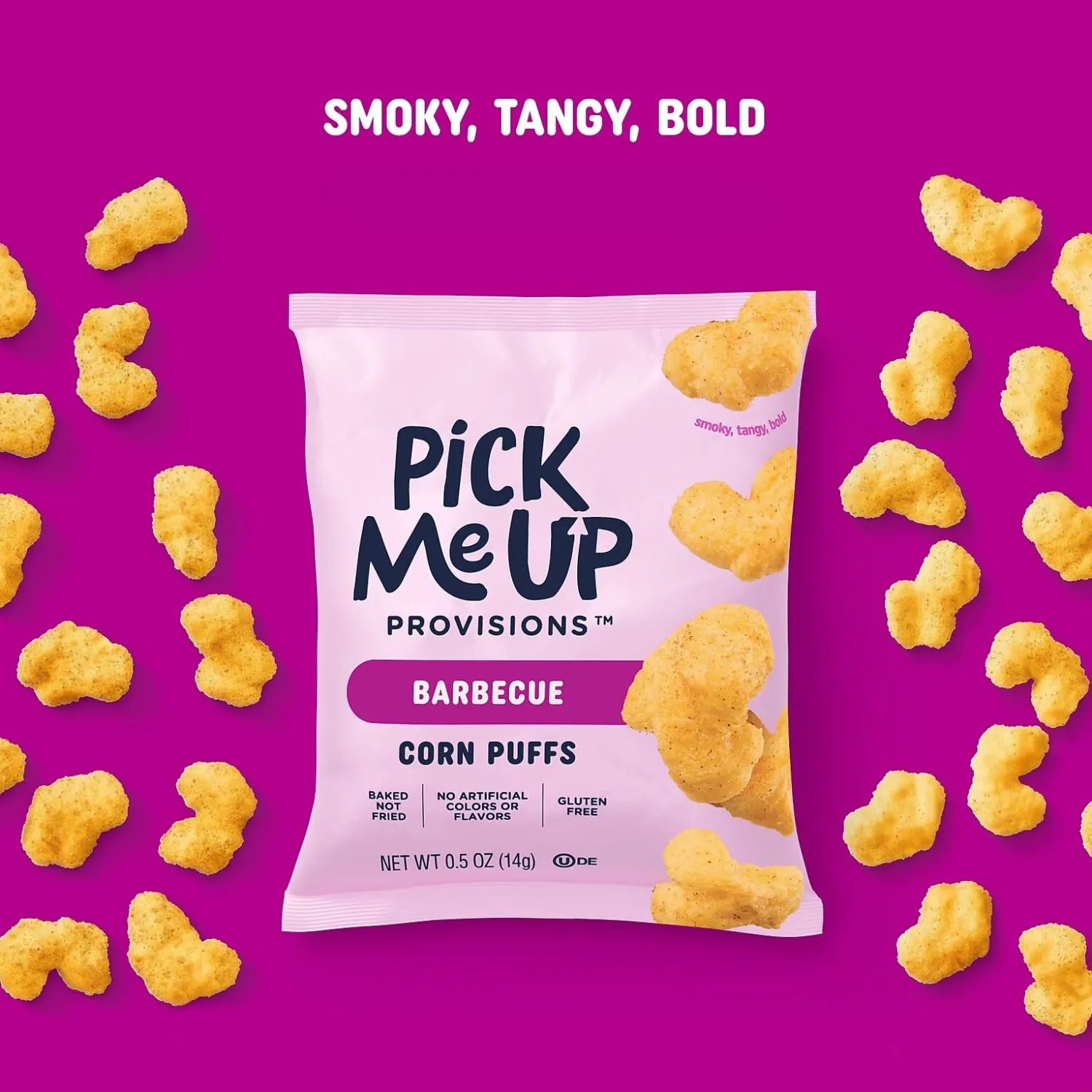 Pick Me Up Provisions Gluten Free Barbecue Corn Puffs, 0.5 Oz, 36/Bx