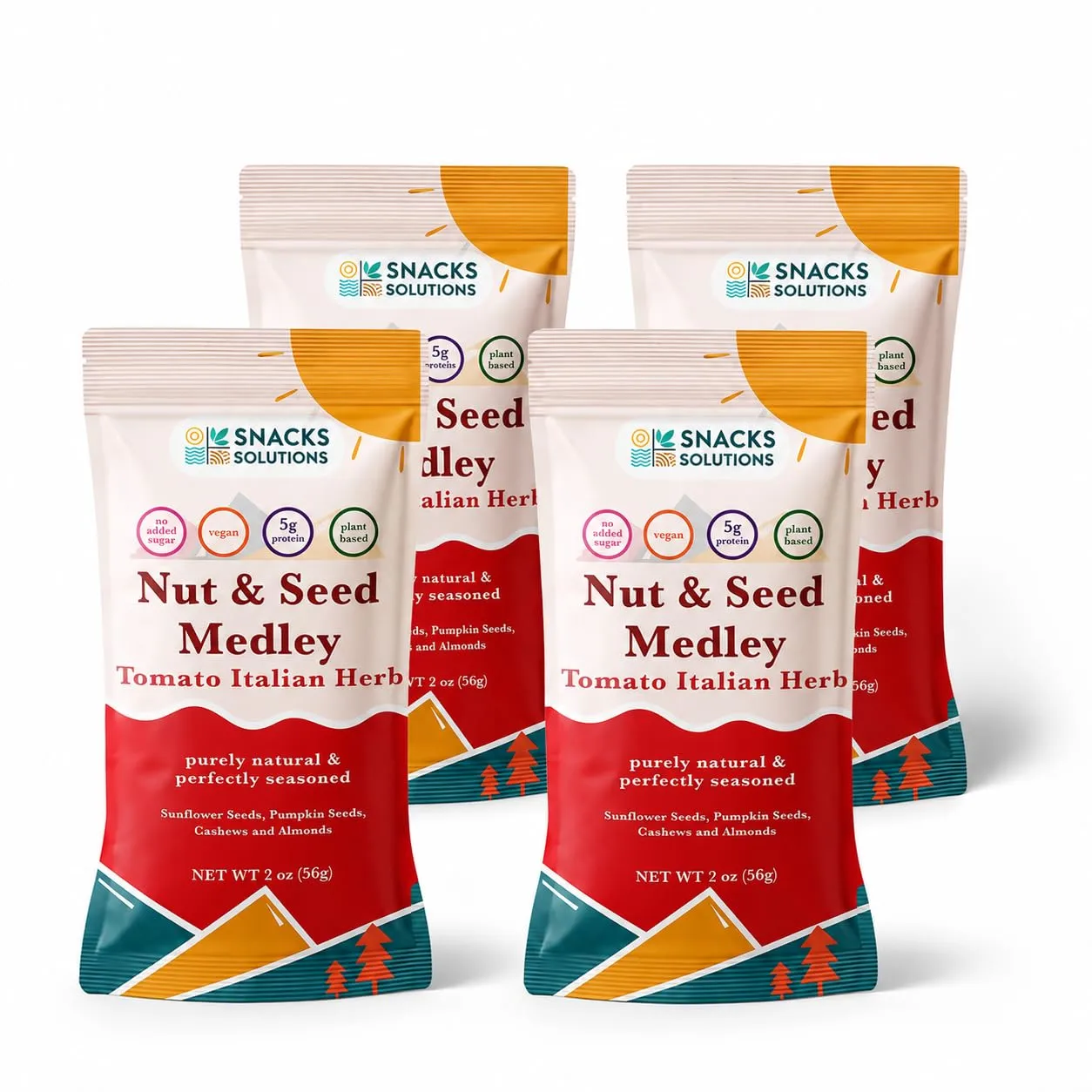 Snack Solutions Nuts & Seeds (2 Ounce (Pack of 4), Mixed Nuts(Tomato Italian Herbs))