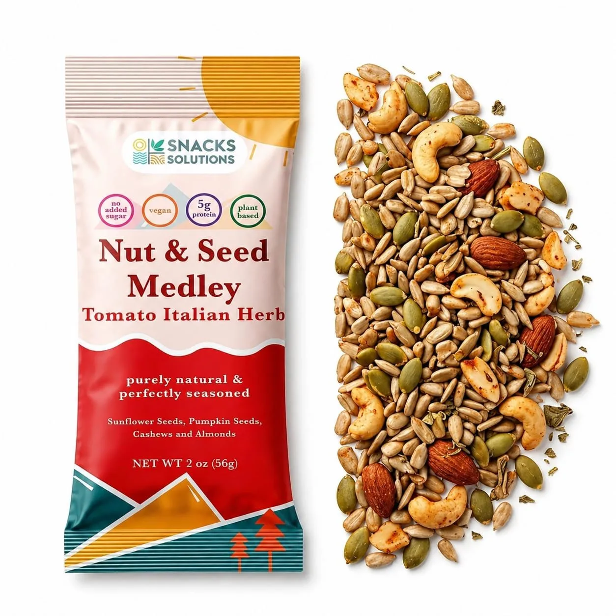 Snack Solutions Nuts & Seeds (2 Ounce (Pack of 4), Mixed Nuts(Tomato Italian Herbs))