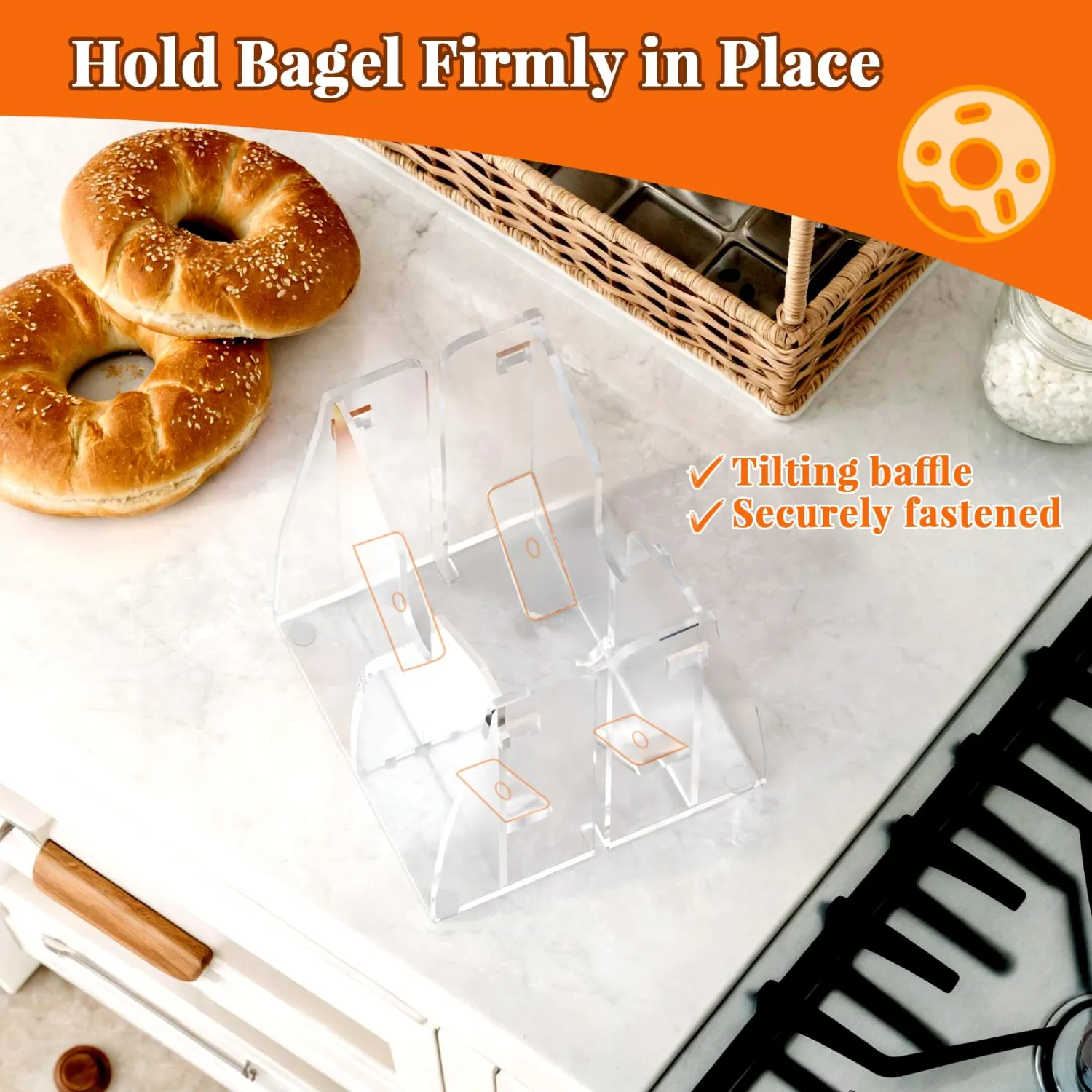 Homakover Acrylic Bagel Slicer, Adjustable Clear Cutter for Bagels & More