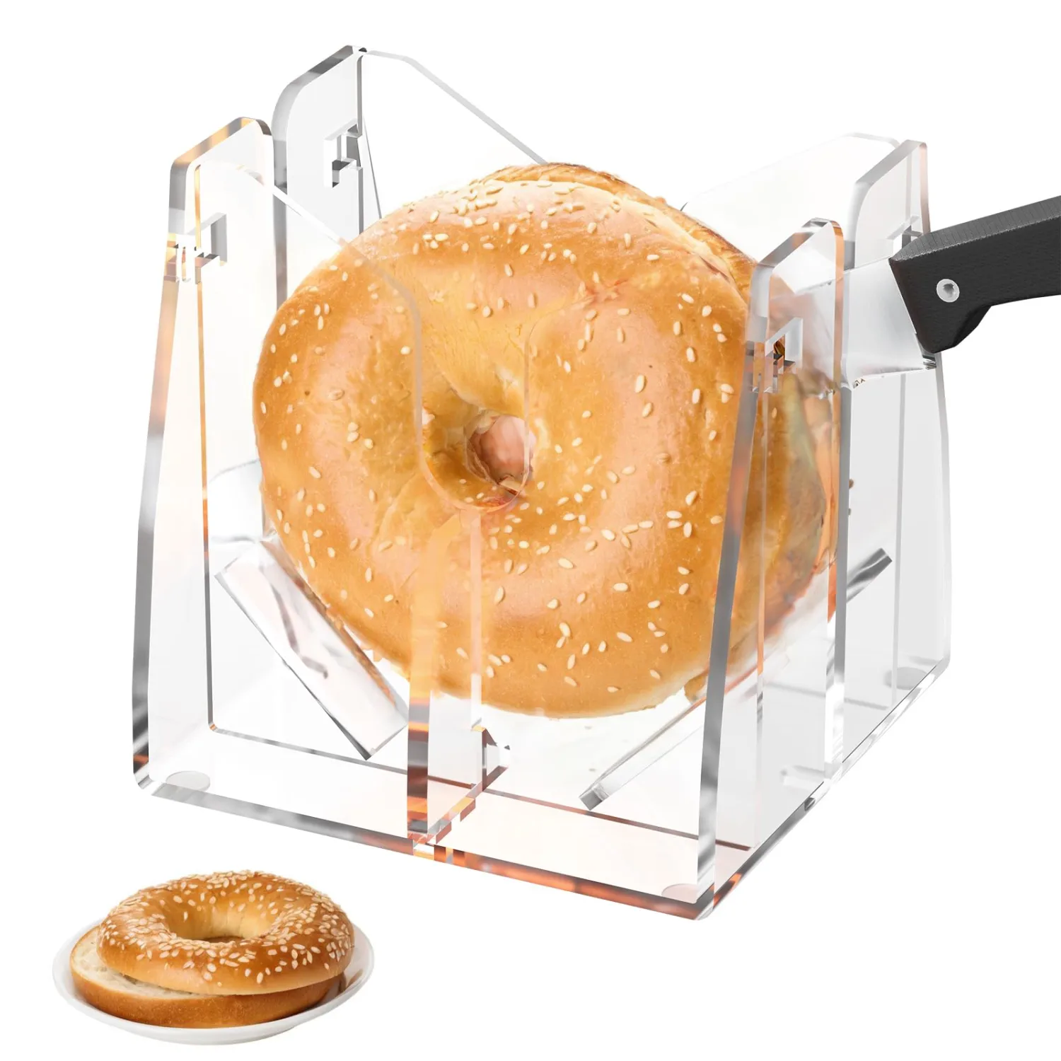 Homakover Acrylic Bagel Slicer, Adjustable Clear Cutter for Bagels & More