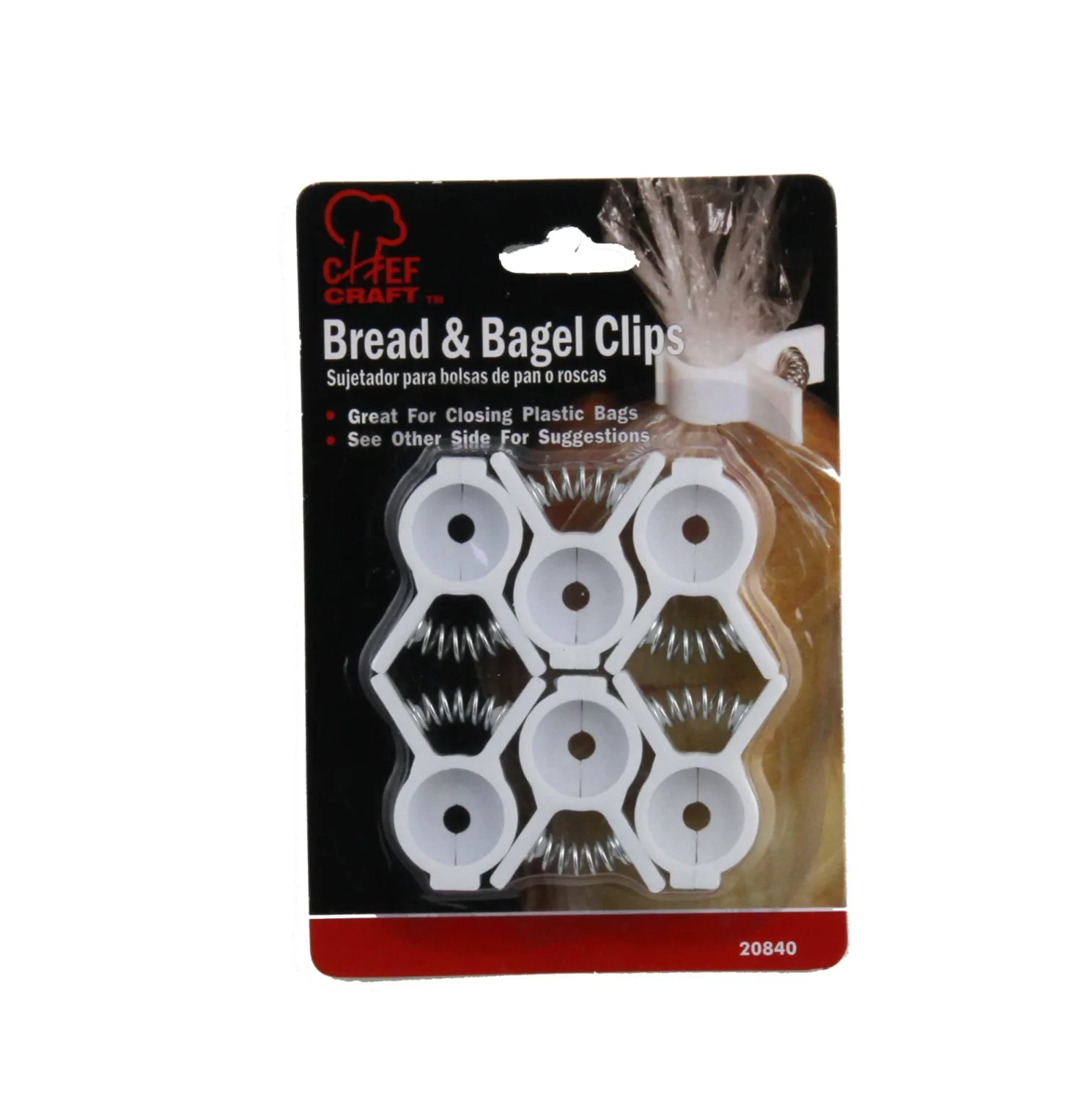Chef Craft Select Plastic Bread and Bagel Clip, 6 Piece Set, White (Pack of 2)