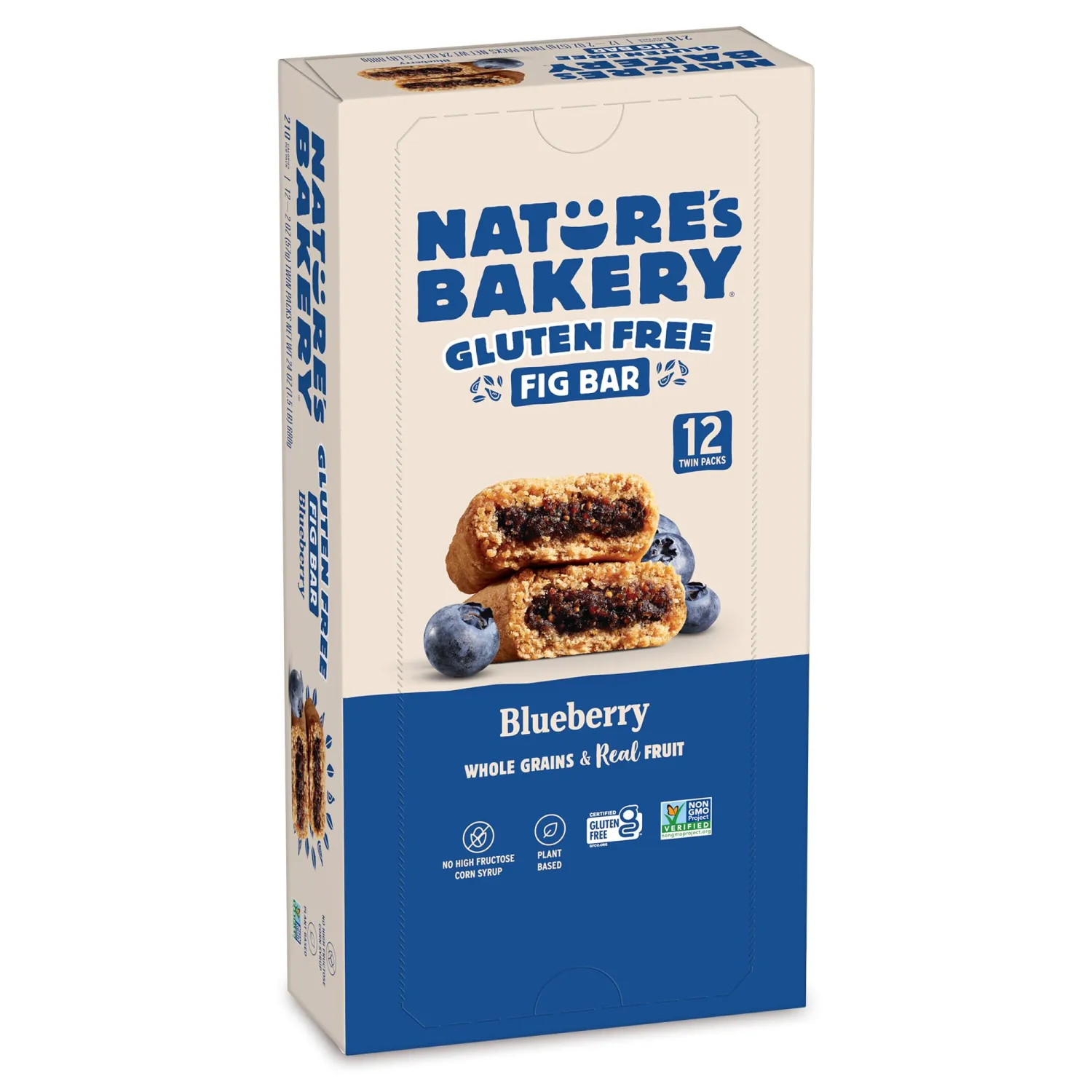 Nature’s Bakery Gluten Free Blueberry Fig Bars, Real Fruit, Nut Free, 12 Pack