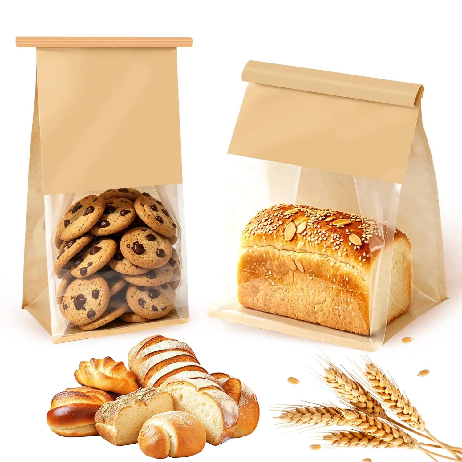 Bakery-Grade Bread & Cookie Bags for Homemade Snack, 2-Size 25Pcs