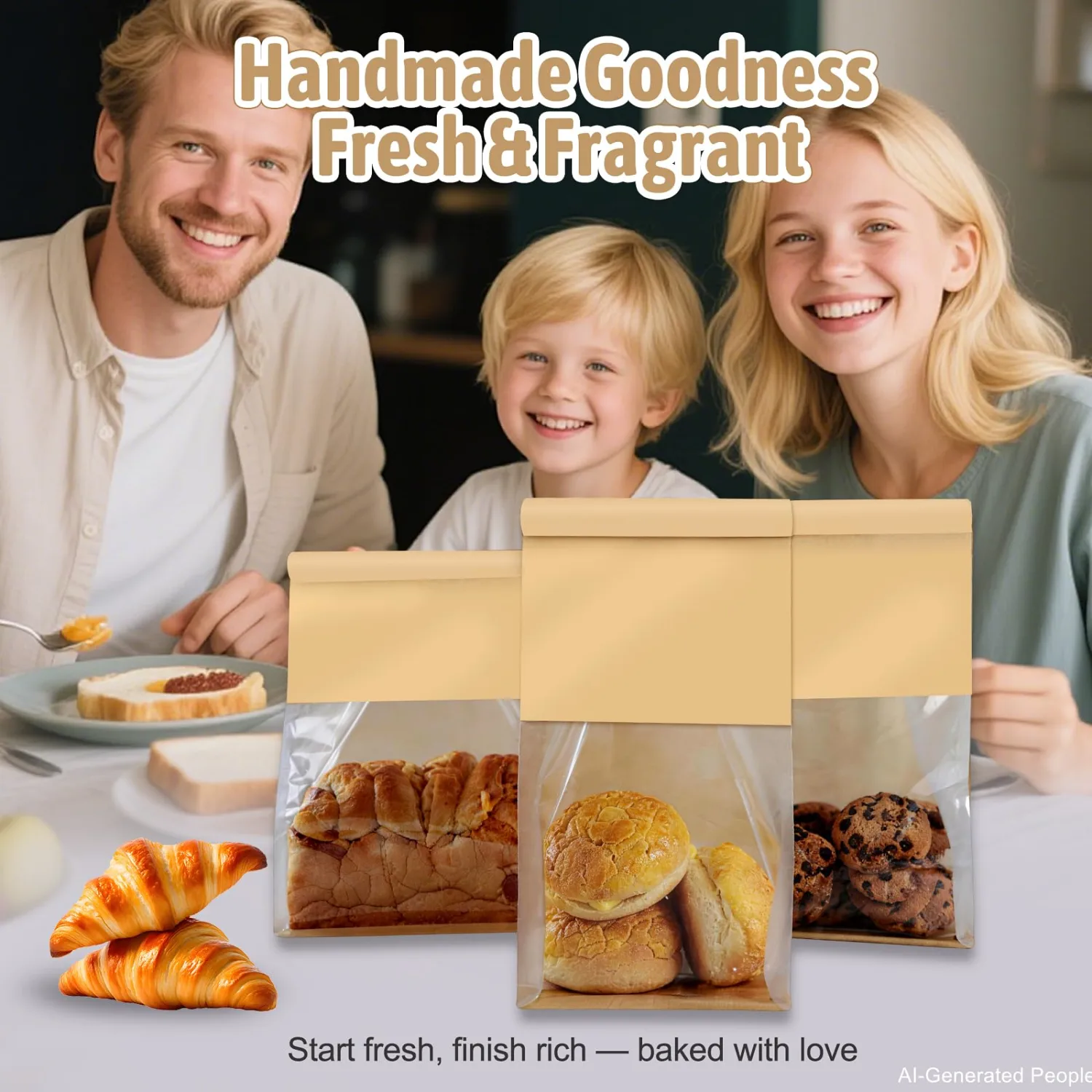 Bakery-Grade Bread & Cookie Bags for Homemade Snack, 2-Size 25Pcs