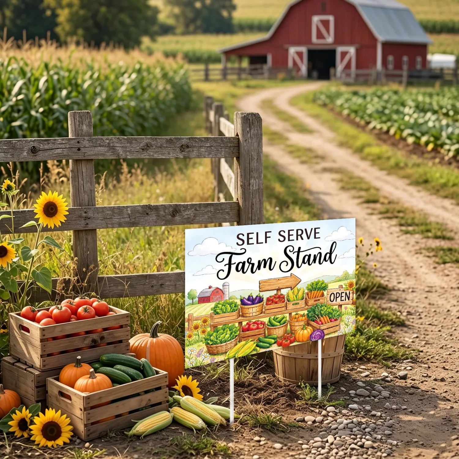 Rngmsi Farm Stand Directional Arrow Sign Set Garden Vegetable 3pc