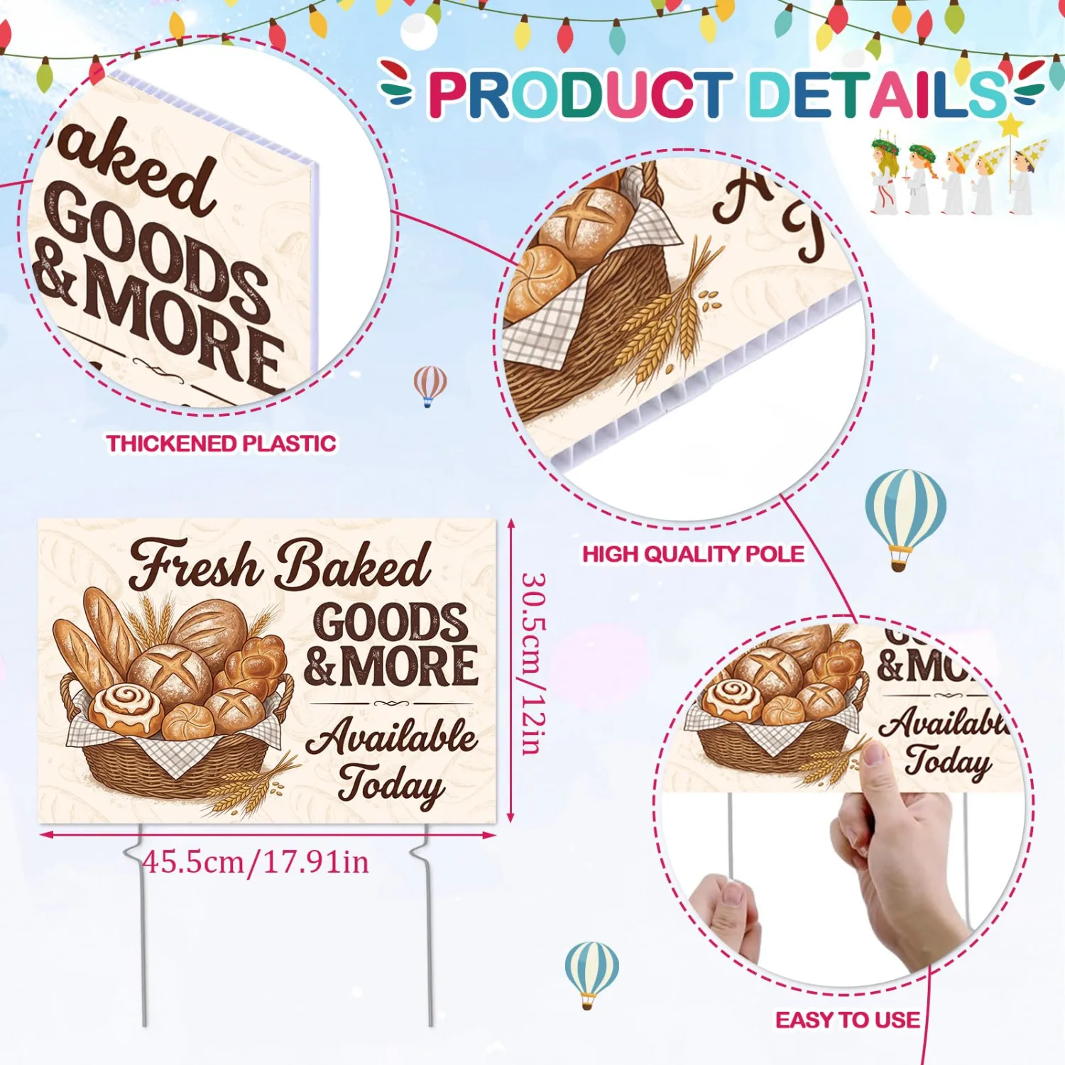 Rngmsi Fresh Baked Sourdough Bread Yard Sign with Ground Stake 1pc
