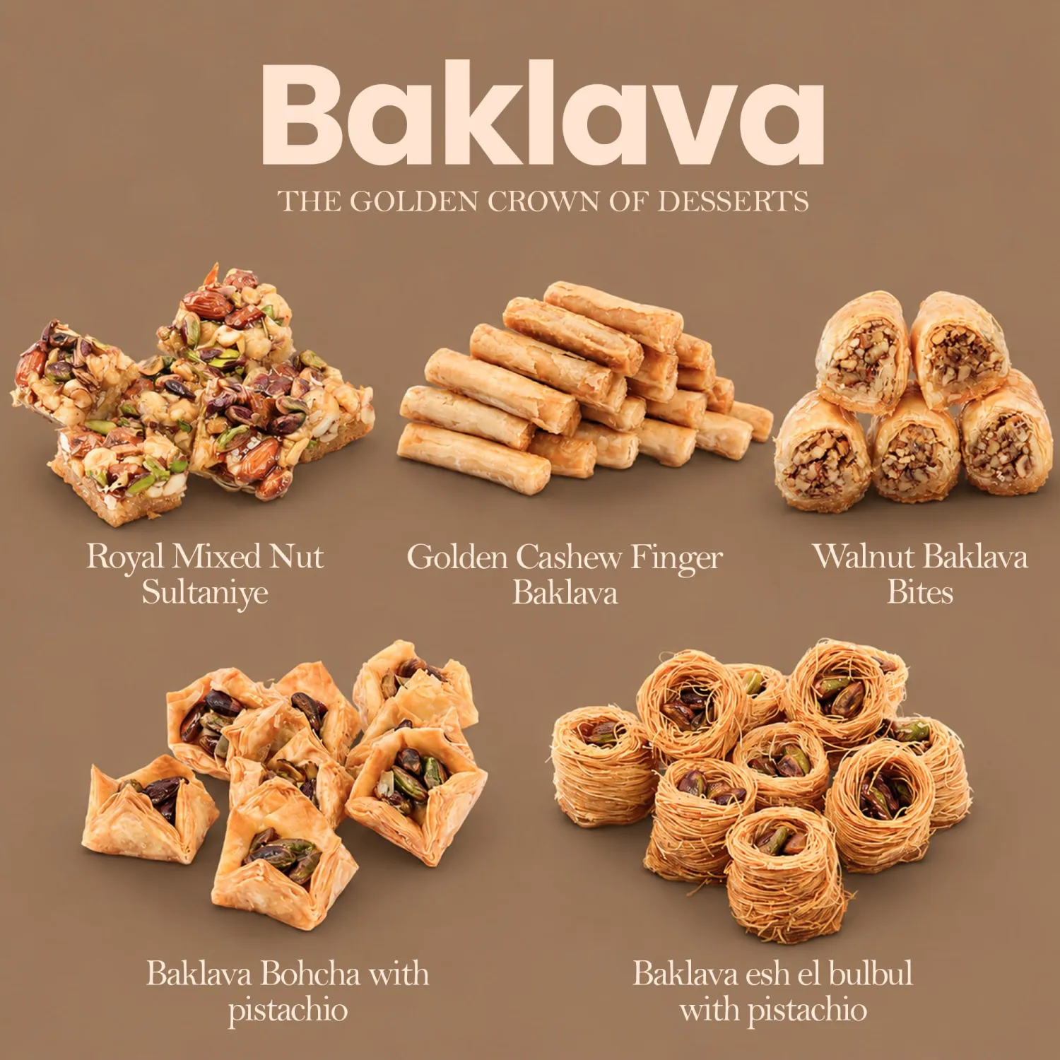 Mughe Gourmet Pistachio Baklava Assortment Metal Gift Box 385g 0.85lb