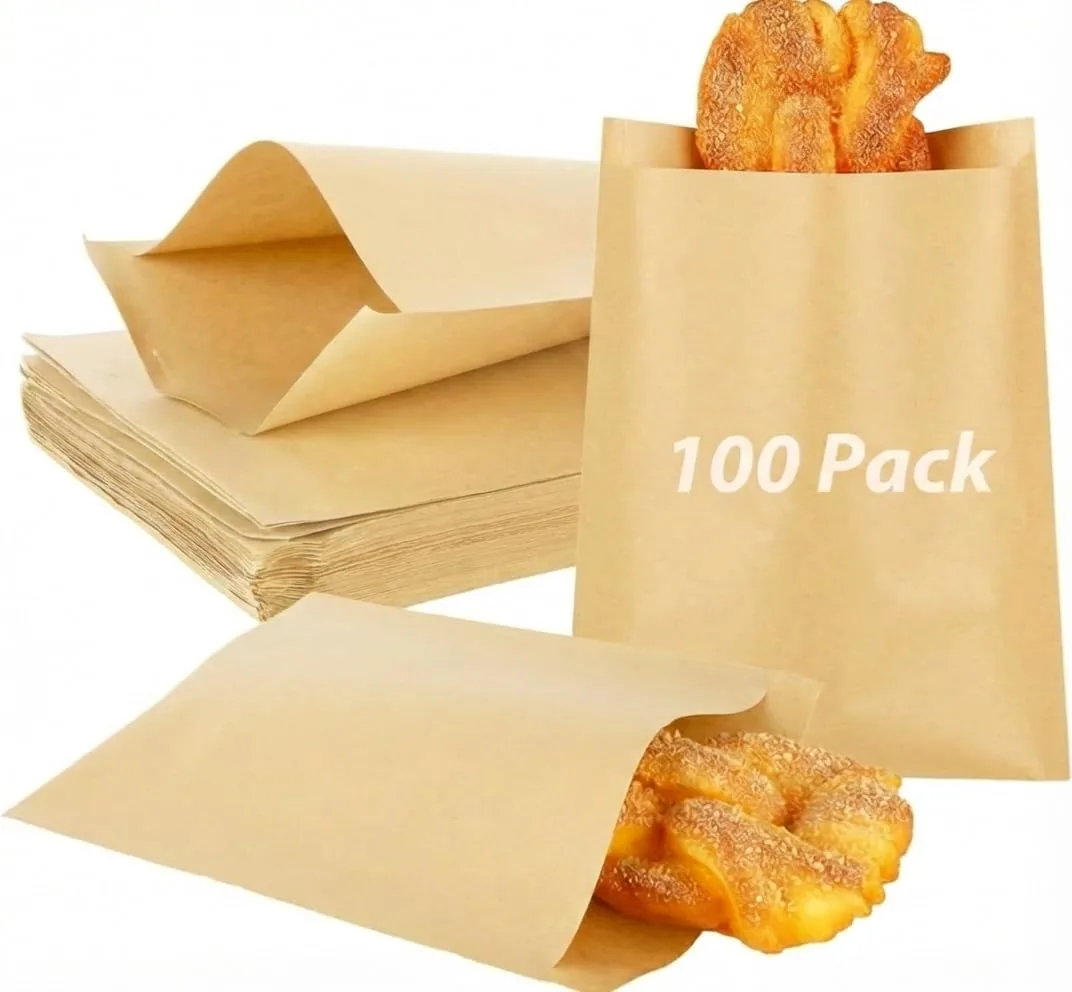100 Pack Wax Paper Sandwich Bags 7.9x5.9 inch Wax Paper Bags, Greaseproof Bag Paper Cookie Bags Bakery Wax Bag for Food, Sandwich, Snacks, Cookie, Candies and More
