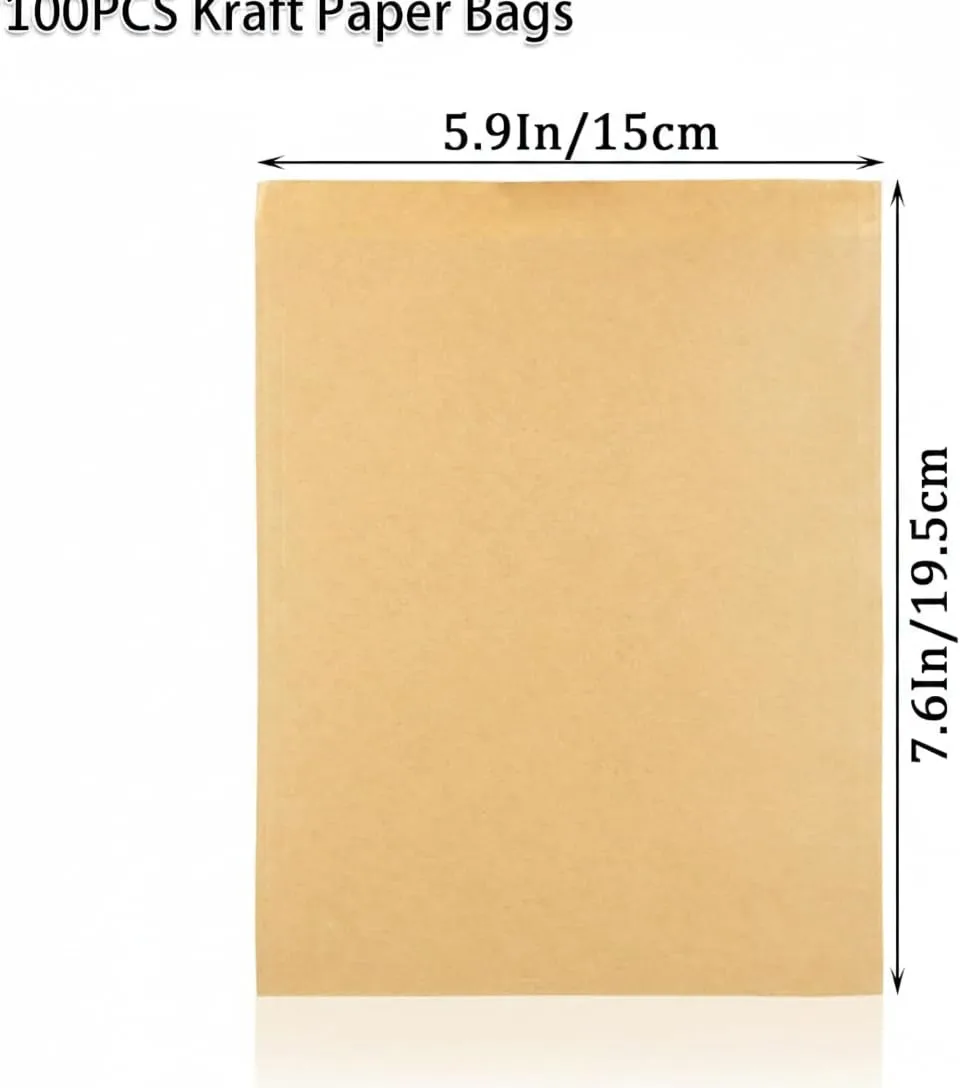 100 Pack Wax Paper Sandwich Bags 7.9x5.9 inch Wax Paper Bags, Greaseproof Bag Paper Cookie Bags Bakery Wax Bag for Food, Sandwich, Snacks, Cookie, Candies and More