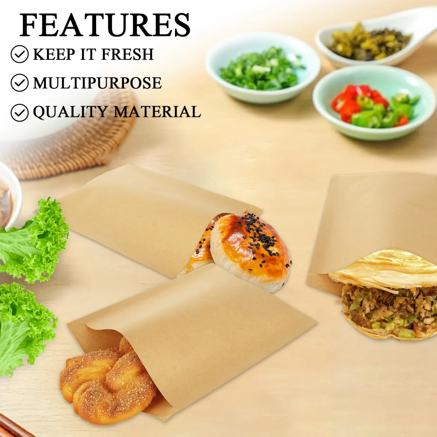 100 Pack Wax Paper Sandwich Bags 7.9x5.9 inch Wax Paper Bags, Greaseproof Bag Paper Cookie Bags Bakery Wax Bag for Food, Sandwich, Snacks, Cookie, Candies and More