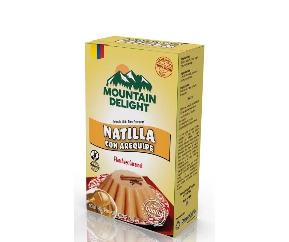 Mountain Delight – Colombian Baking Mix – Variety of Traditional Flavors – 12 oz (340g) Each (Natilla con Arequipe)