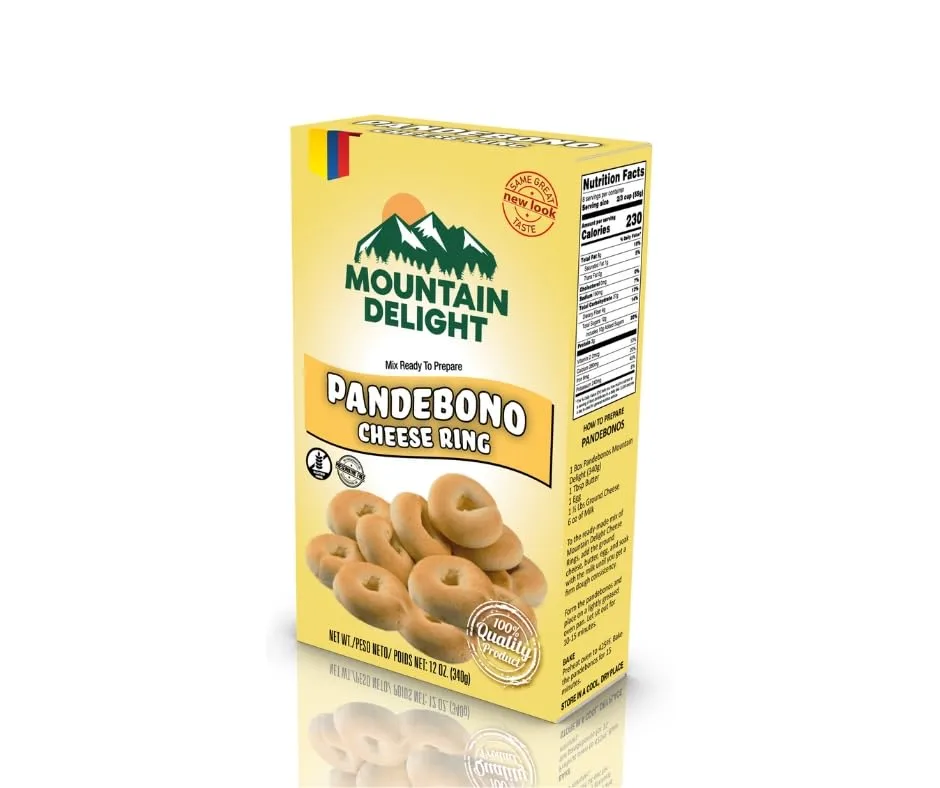 Mountain Delight – Colombian Baking Mix – Variety of Traditional Flavors – 12 oz (340g) Each (Pandebono Cheese Ring)