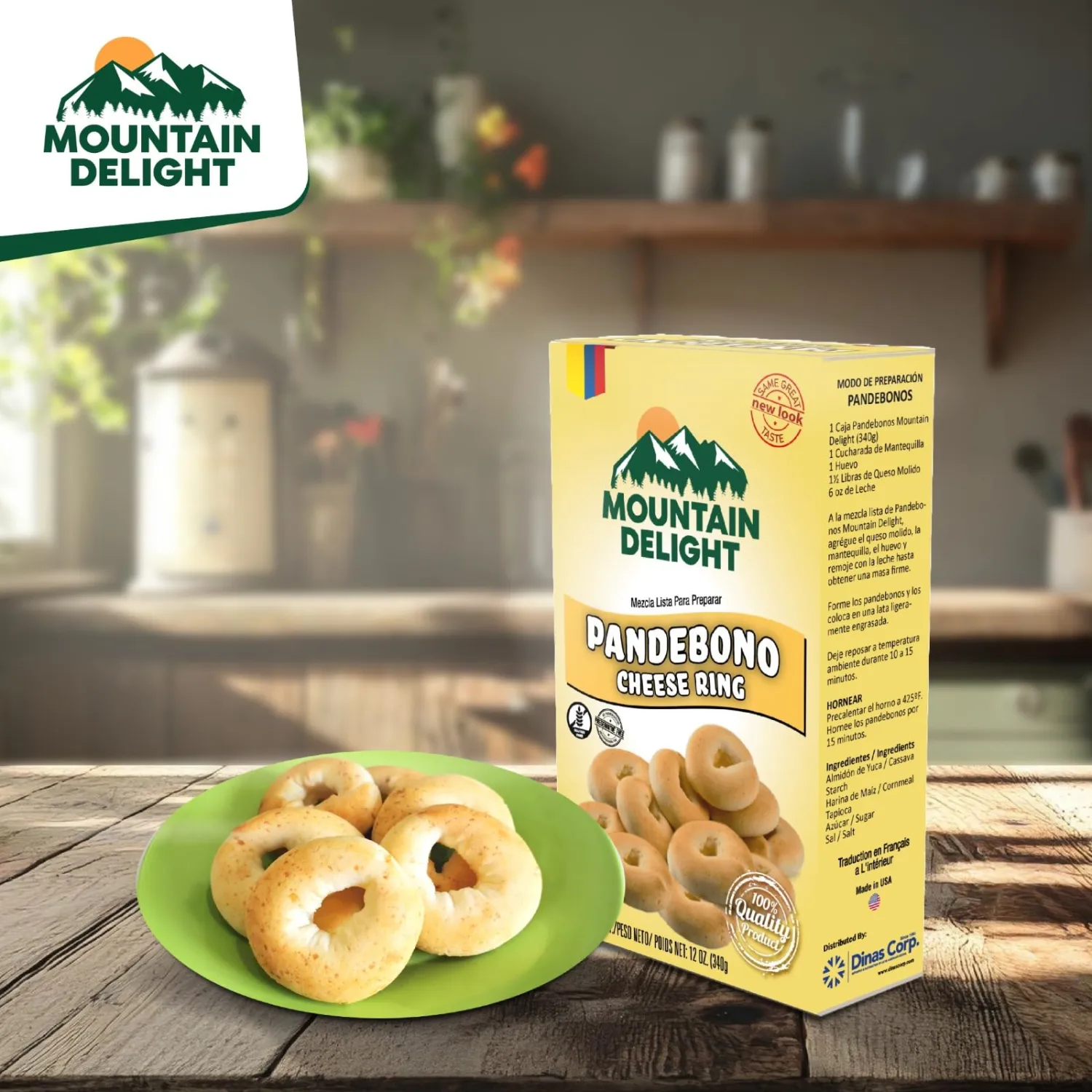 Mountain Delight – Colombian Baking Mix – Variety of Traditional Flavors – 12 oz (340g) Each (Pandebono Cheese Ring)