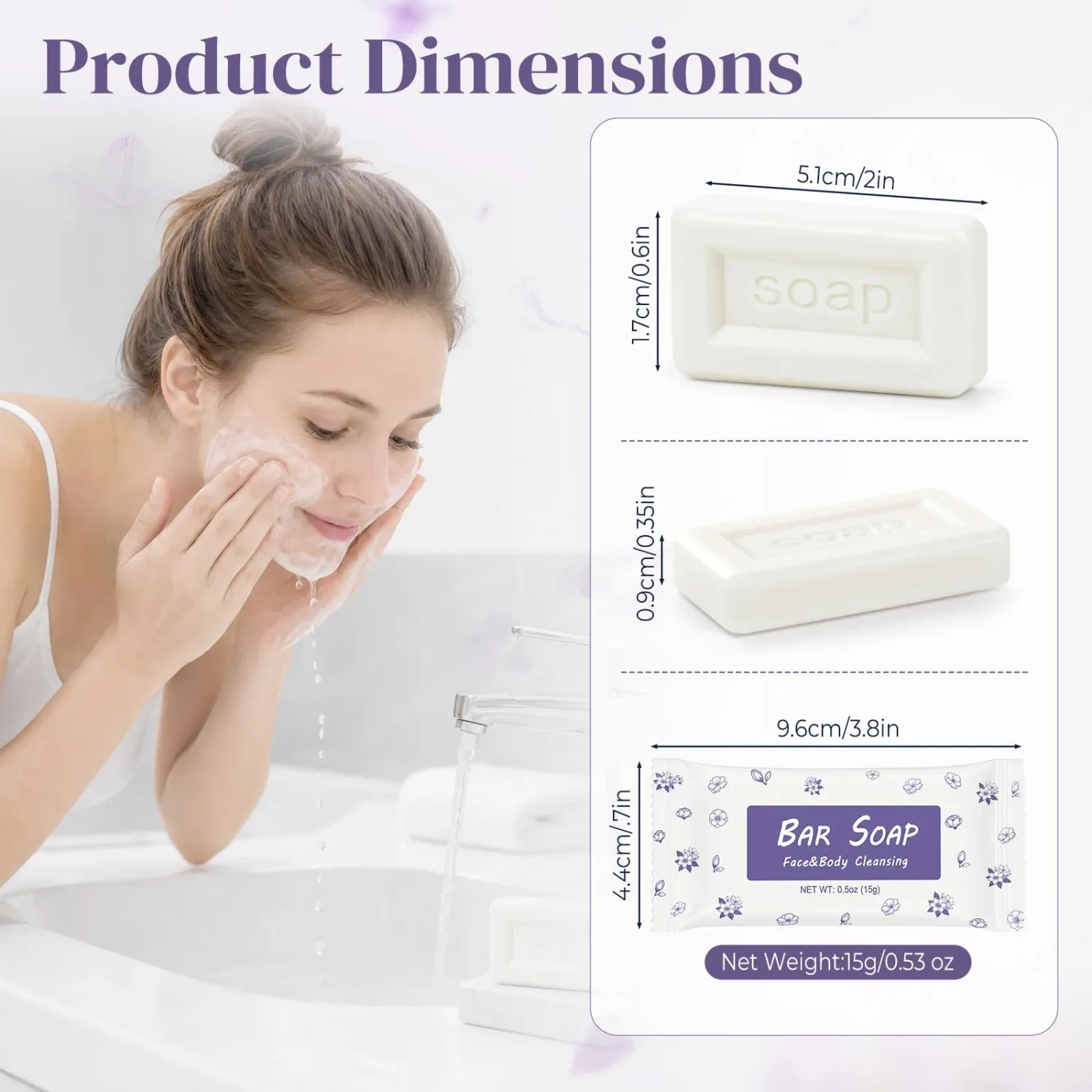 Mini Soap Bars Travel Size Bar Soap Bulk 15g/0.53 oz Fresh Scent (25-PACK)