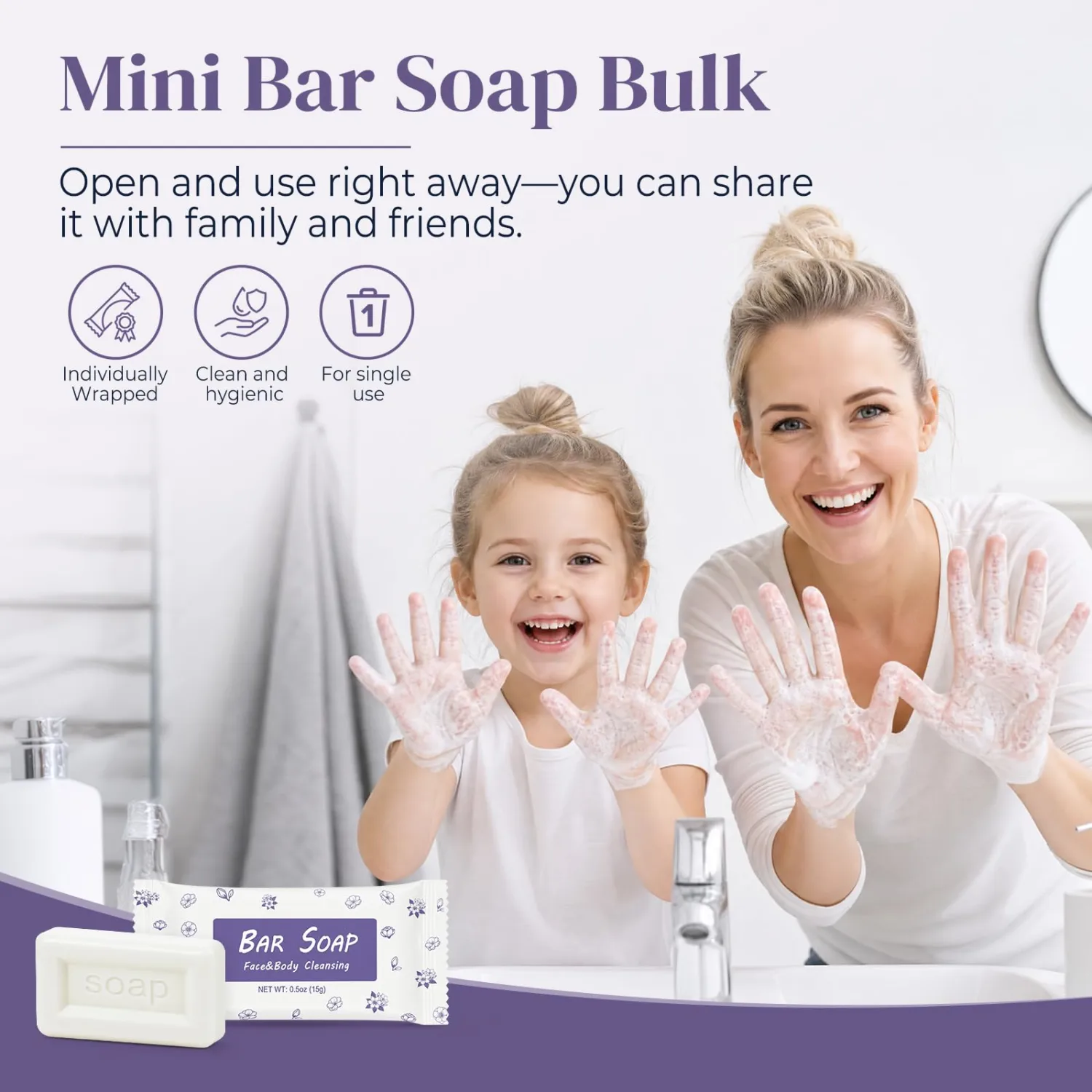 Mini Soap Bars Travel Size Bar Soap Bulk 15g/0.53 oz Fresh Scent (25-PACK)