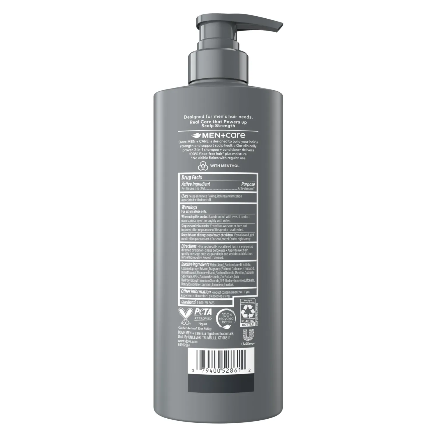 Dove Men Dandruff Defense 2-in-1 Shampoo & Conditioner for Flakes 18oz