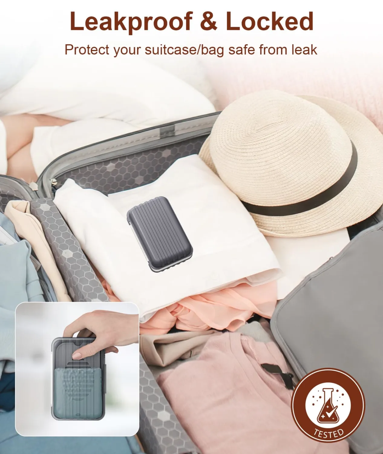 Quatish Leakproof Bar Soap Holder Dish with Lid for Shower, Portable Travel Soap Case Box for Gym, Camping, Hiking, Outdoor Use, Travel Size Toiletries Essentials, Keeps Soap Dry, Grey