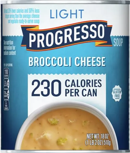 Progresso Light, Broccoli Cheese Canned Soup, Gluten Free, 18 oz. (Pack of 3)