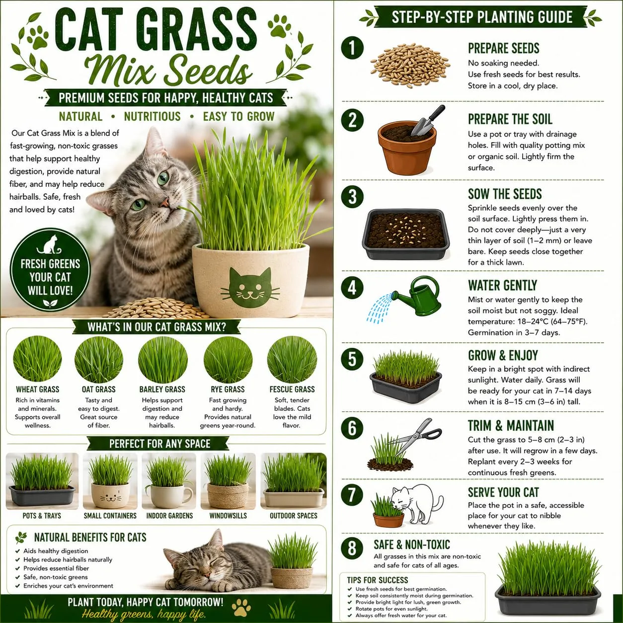 Cat Grass Mix Seeds – Pet Grass for Cats