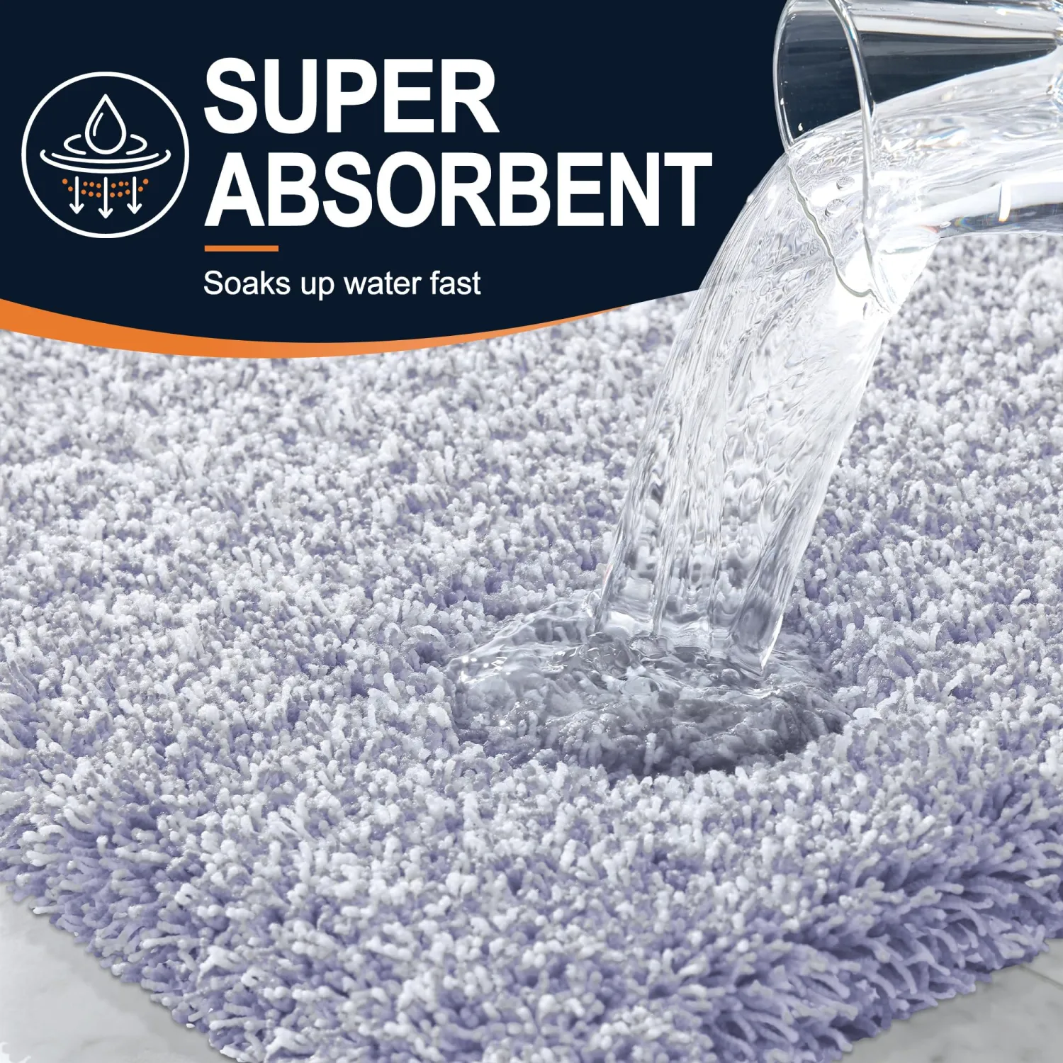 OLANLY Microfiber Bathroom Rugs 30x20, Quick Dry Mat, Lavender and White