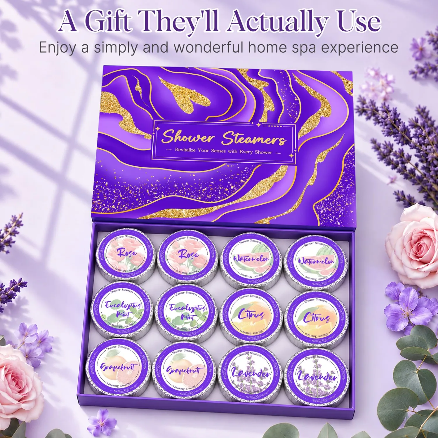 12 Pcs Shower Steamers Aromatherapy, Christmas Stocking Stuffers for Women