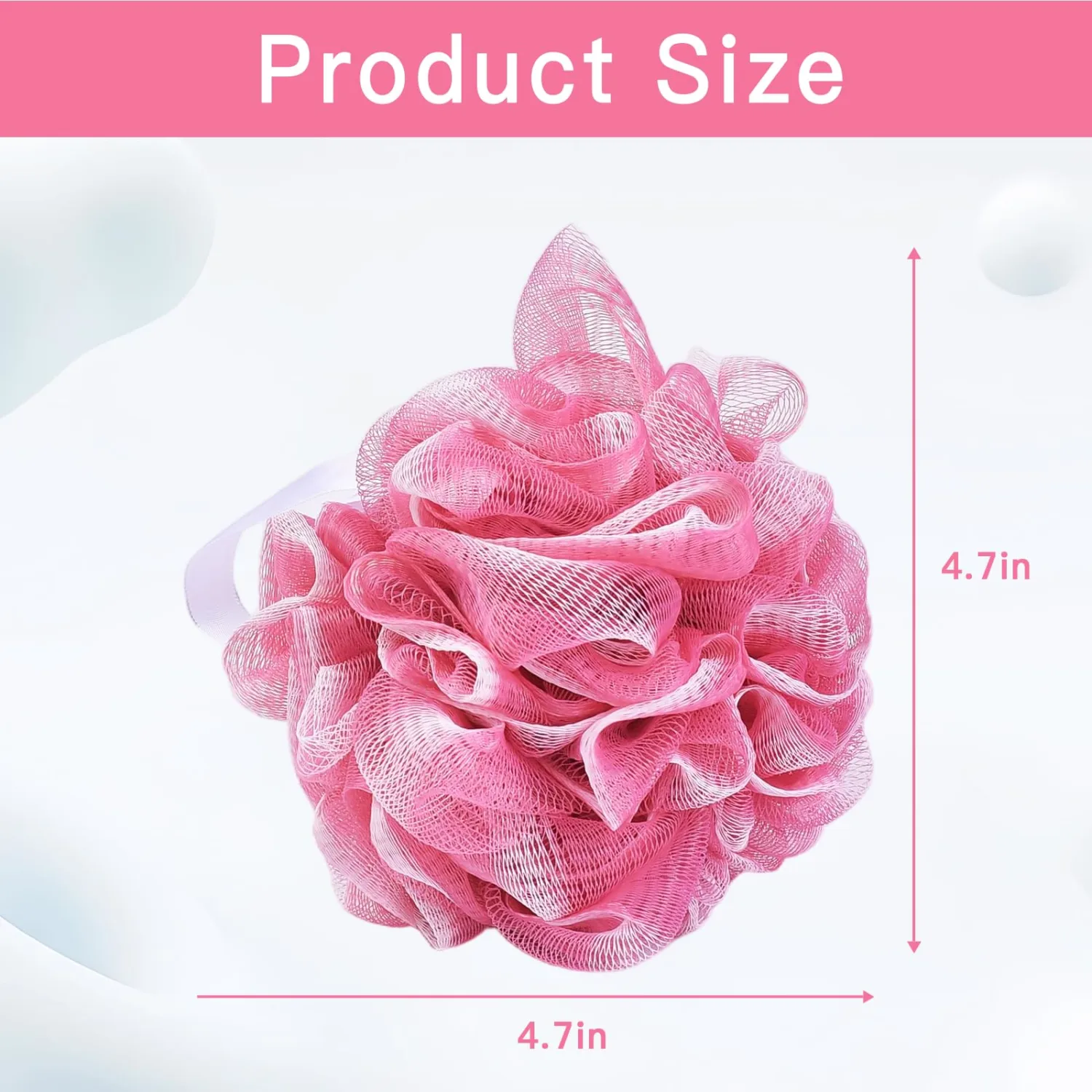 5 Pack Shower Loofahs Bath Sponge, 60g Soft Mesh Poufs in 5 Colors