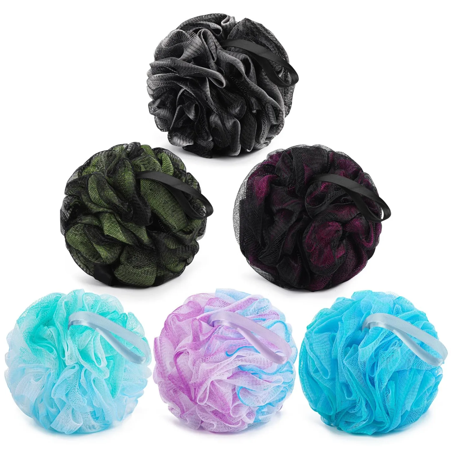 Bath Sponge 75g XL Exfoliating Shower Scrubber for Body Soft Mesh Shower Loofah for Men and Women- Pack of 6