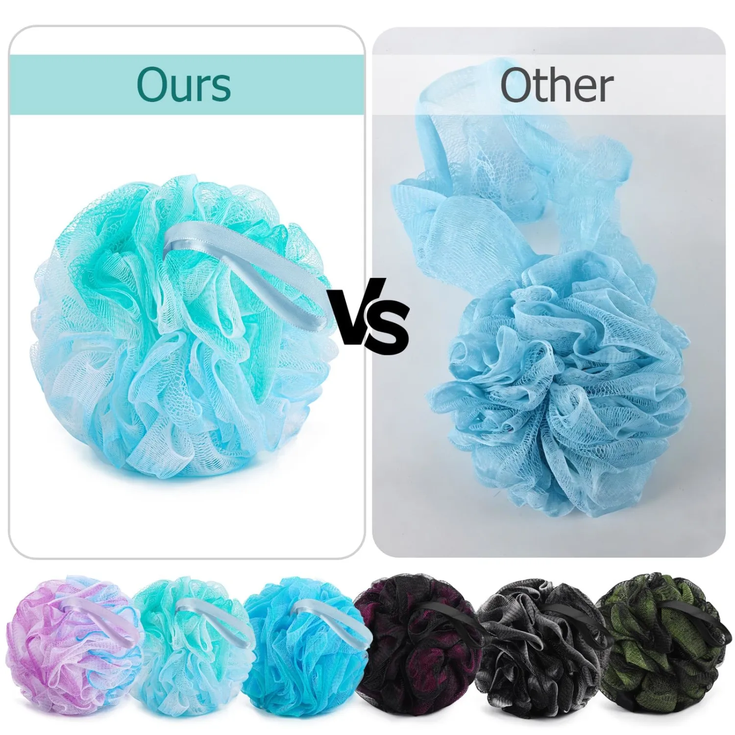 Bath Sponge 75g XL Exfoliating Shower Scrubber for Body Soft Mesh Shower Loofah for Men and Women- Pack of 6