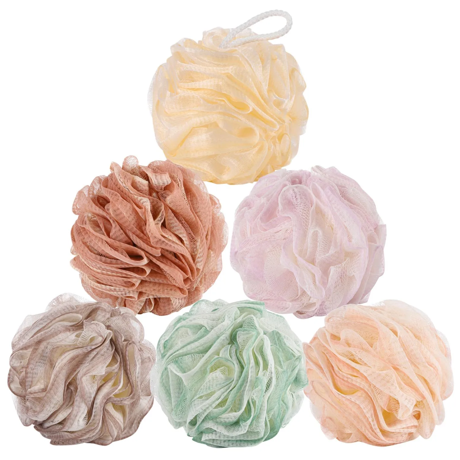 Bath Sponges Loofahs 75g/Piece, Large Size Shower Sponge Exfoliating Cleaning Bath Loofa Body Scrubber Balls for Women Men - Pack of 6