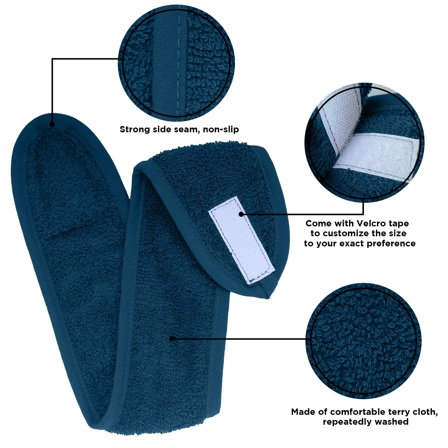 DAN RIVER Spa Headband, Soft Terry Cloth Makeup & Skincare Pack of 3