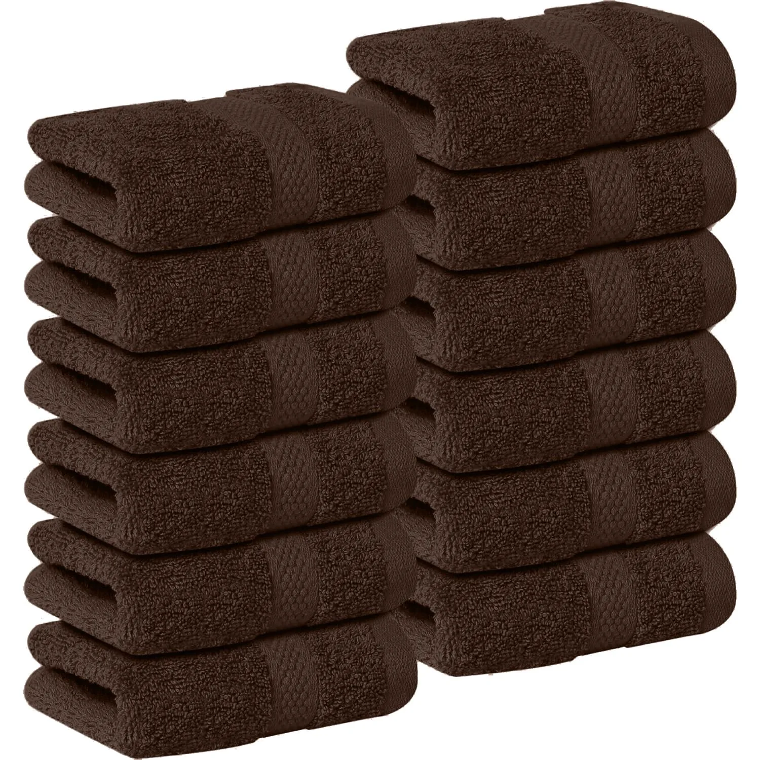 DAN RIVER 12-Pack Premium 100% Cotton Brown Face Towels for Bathroom - Reusable Face Wash Cloths for Showering 12x12 Inches - 550 GSM Super Soft & Absorbent Luxury WashCloths for Body, Spa & Gym
