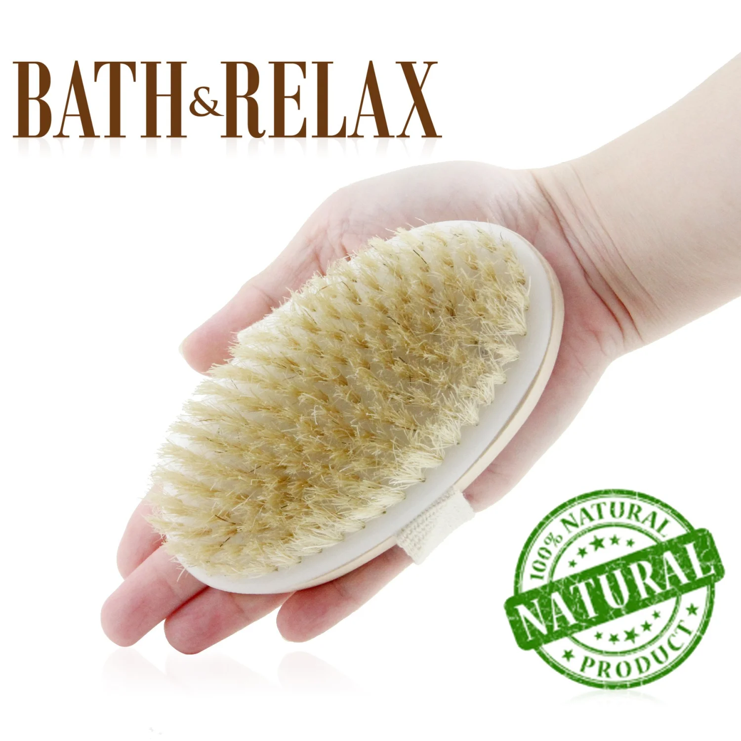 Bath & Relax New Bath Body Brush Back Scrubber Natural Bristles For Shower Exfoliating, Cleansing, Dry or Wet Skin Brushing with Long Handle Wooden - Back Shower Skin Brush. For Men and Women