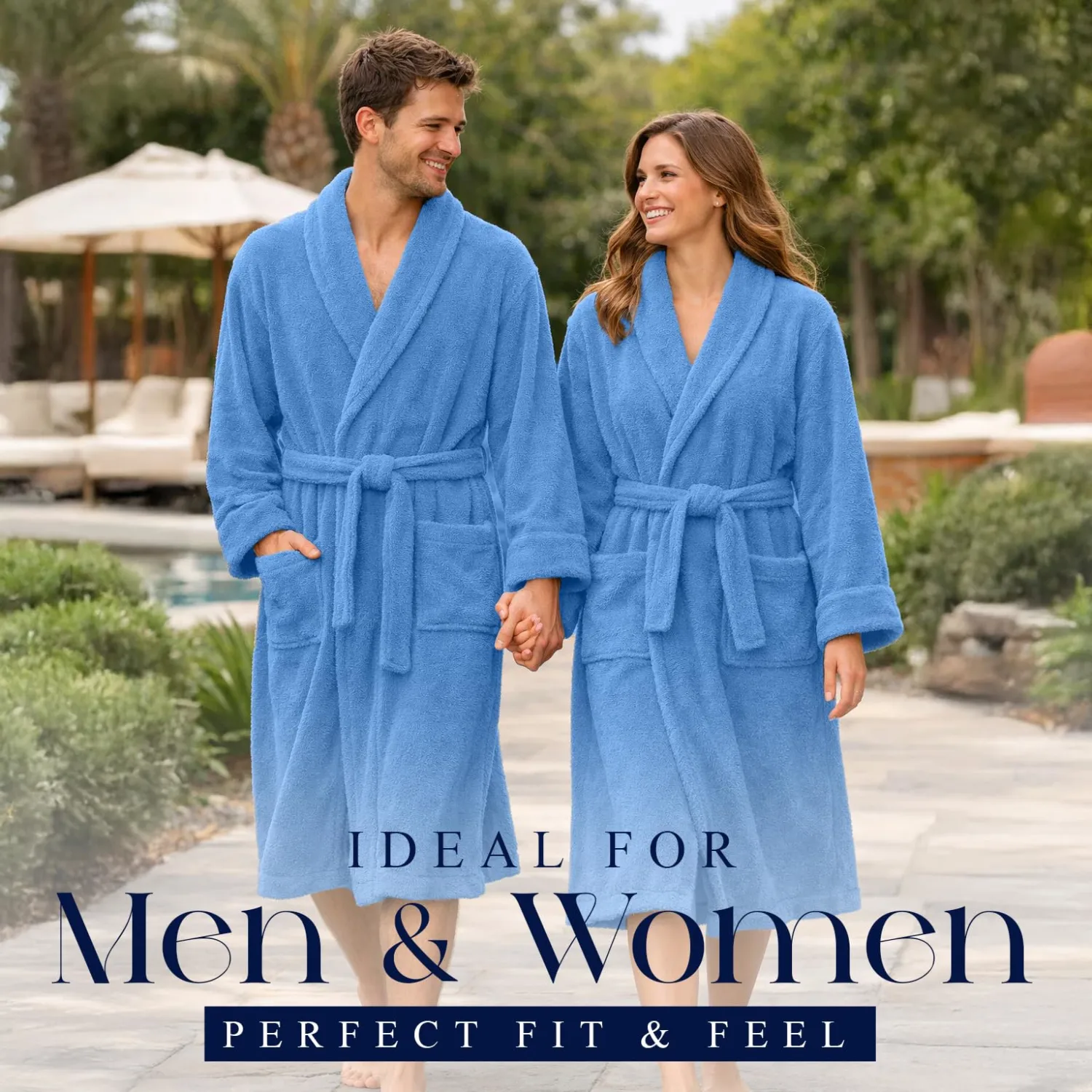 DAN RIVER Premium Cotton Terry Robes for Women and Men, Ultra Soft bathrobe with Adjustable Waist Belt and Pockets Pack of 1