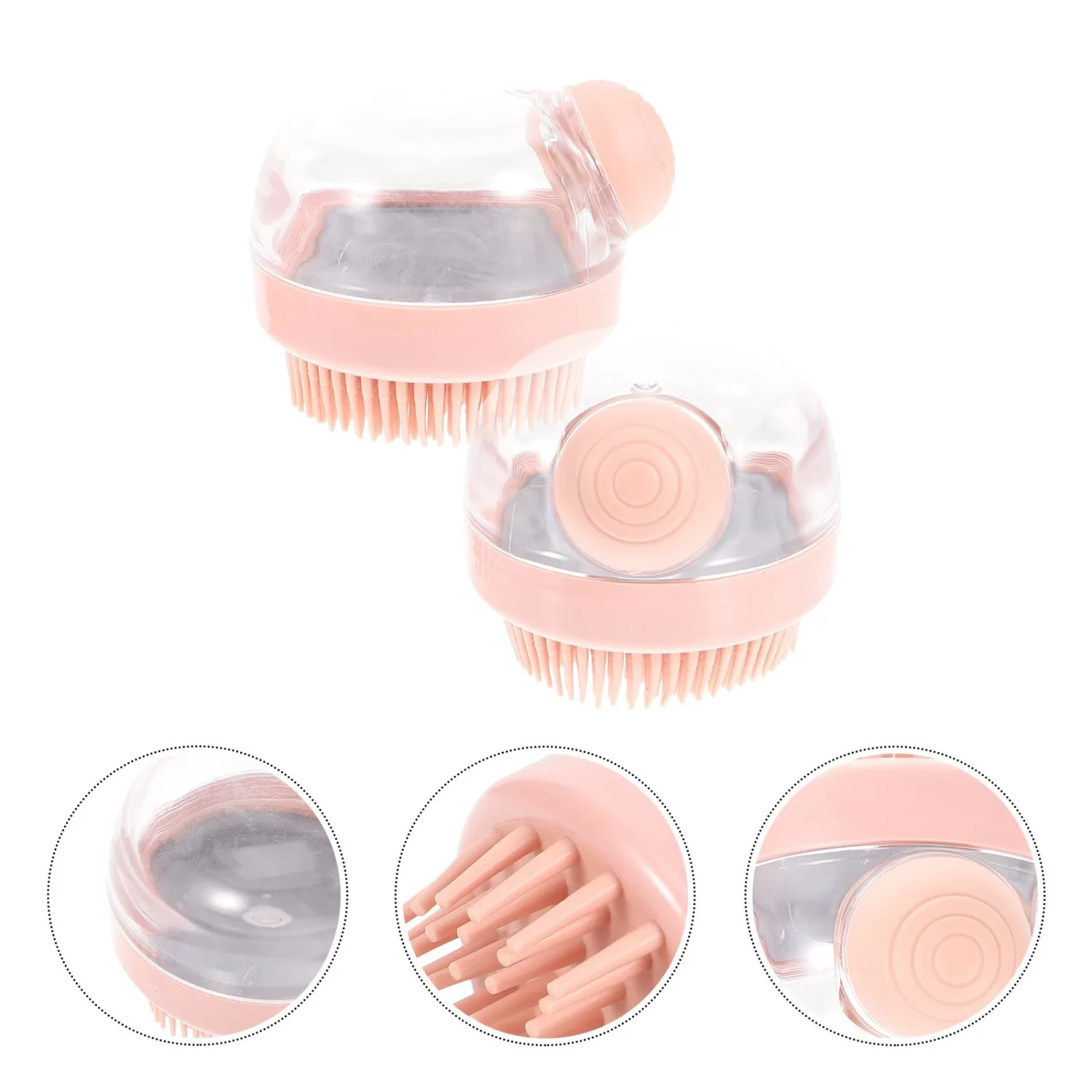 Multi-use Bath Brush Set for Scalp and Body, Pink PP TPR