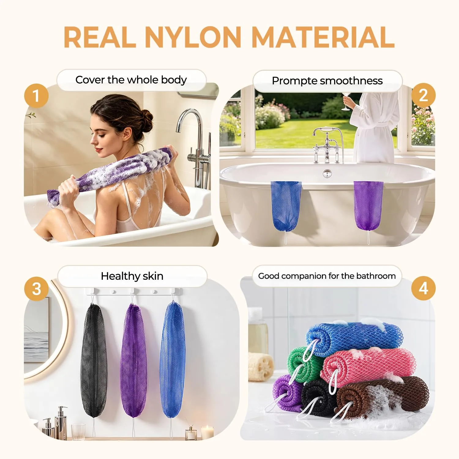6‑Pack African Net Sponge Authentic, Exfoliating Shower Scrubber