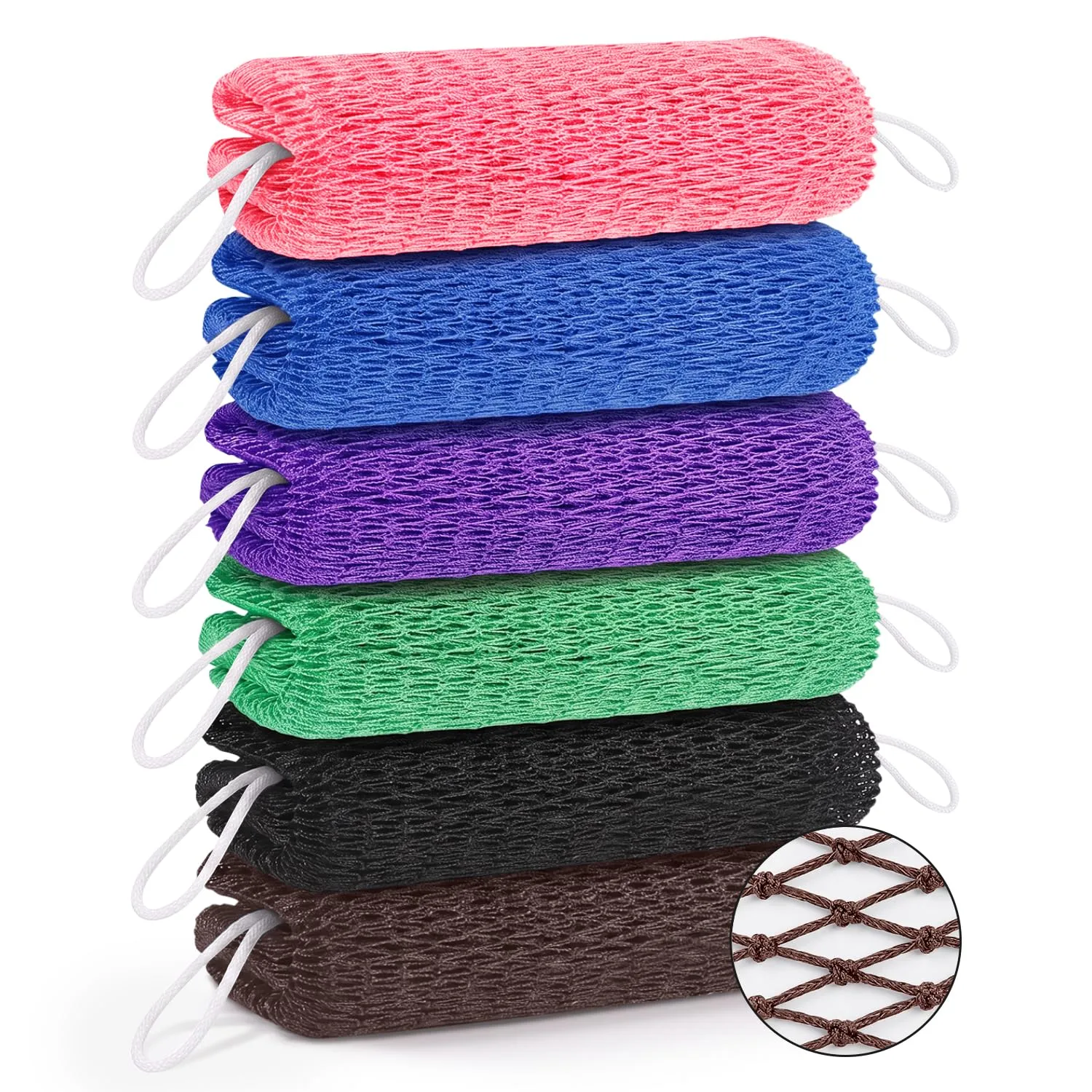 6‑Pack African Net Sponge Authentic, Exfoliating Shower Scrubber