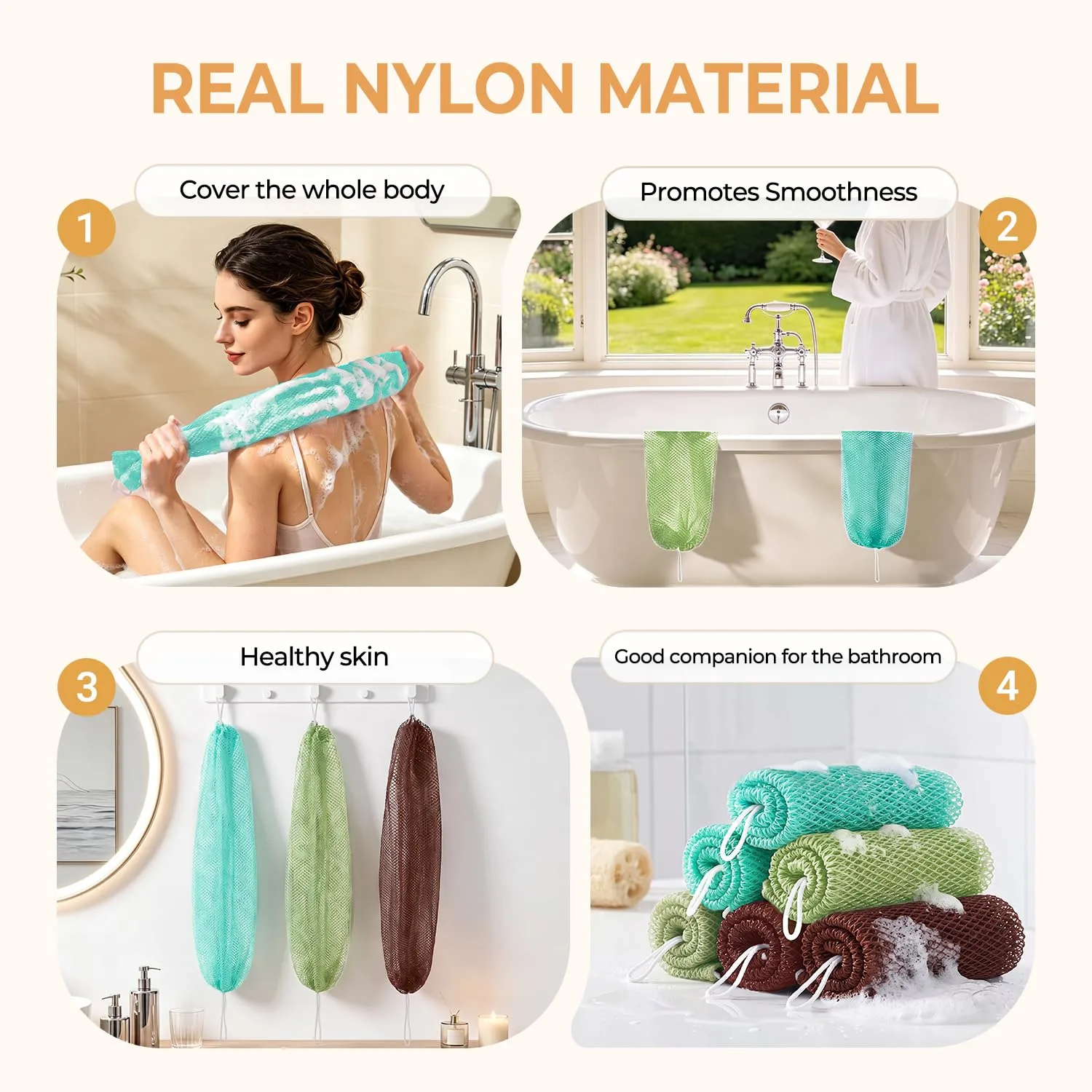 6‑Pack African Net Sponge Authentic,Multi Color Body Scrubber