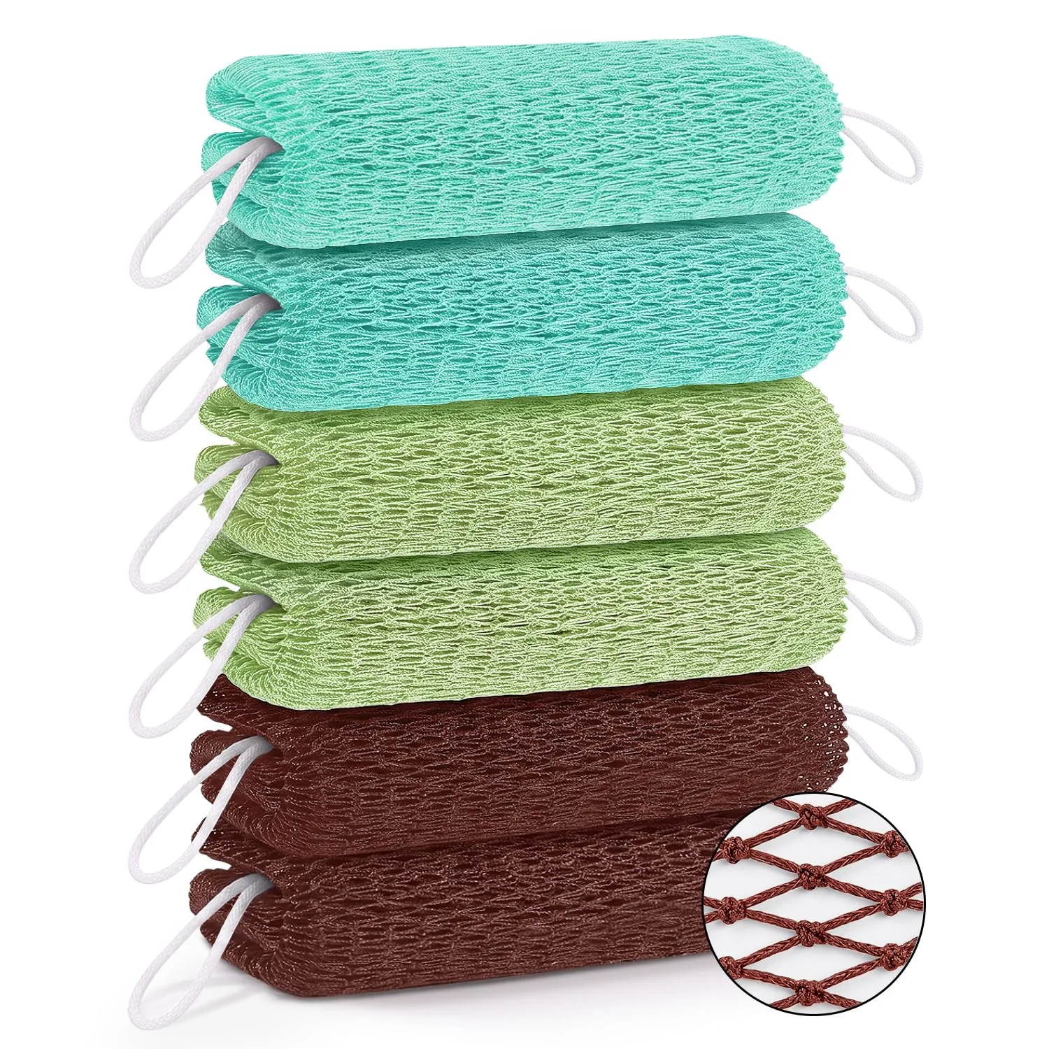 6‑Pack African Net Sponge Authentic,Multi Color Body Scrubber