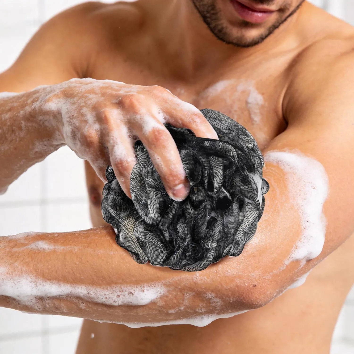 6 Pack Shower Loofah Bath Sponges, 100g/Pc XXL Large Exfoliating Body Scrubber Mesh Pouf Shower Scrunchies
