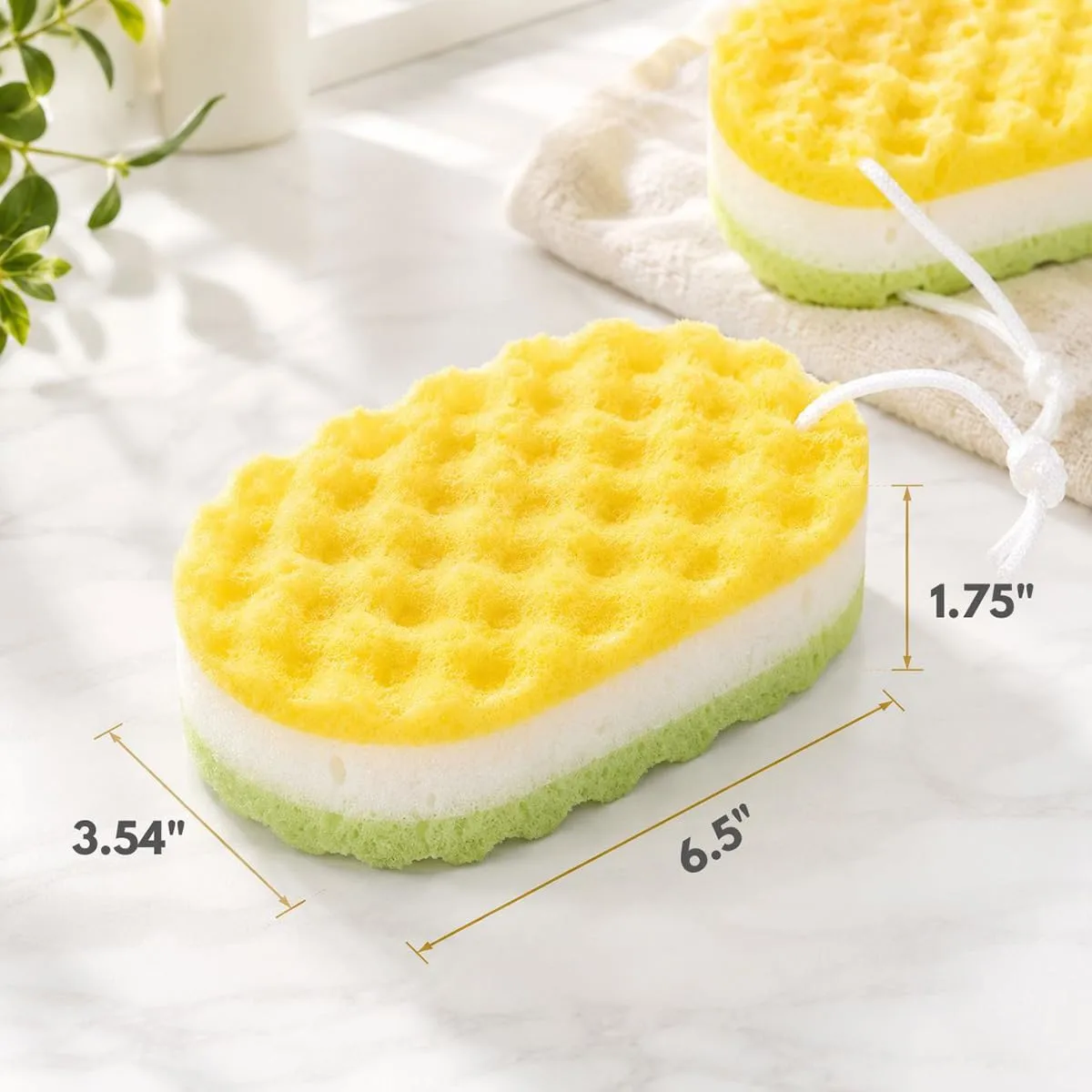 Soft Shower Sponge 3 Pack, Bath Sponge for Body, Gentle Exfoliating for Daily Cleansing