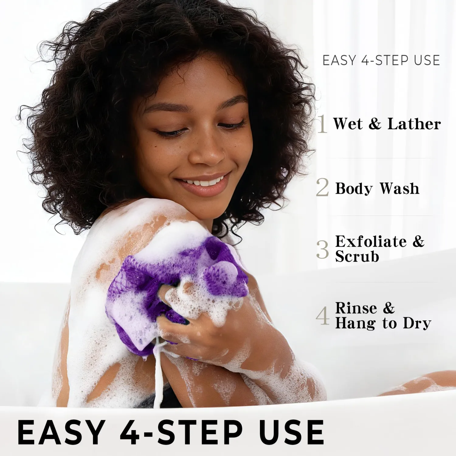 African Net Sponge Authentic - African Exfoliating Net Sponge 3 Pieces - Body Scrubber Exfoliator Wash Cloth - Back Scrubber for Shower - Bath Sponges Shower Loofah Essentials for Women