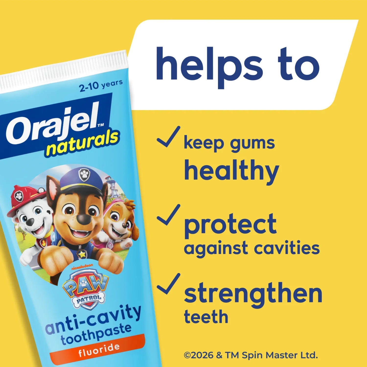 Orajel Naturals Paw Patrol Kids Fluoride Toothpaste, Fruity, 4.2 Oz, 4-Pack