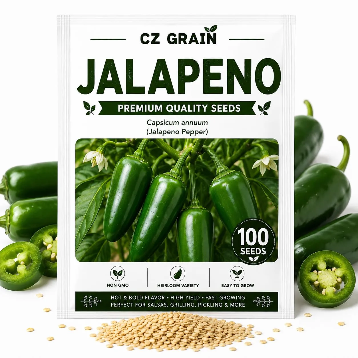 100 Jalapeno Pepper Seeds | Hot Peppers | Vegetable Seeds for Planting