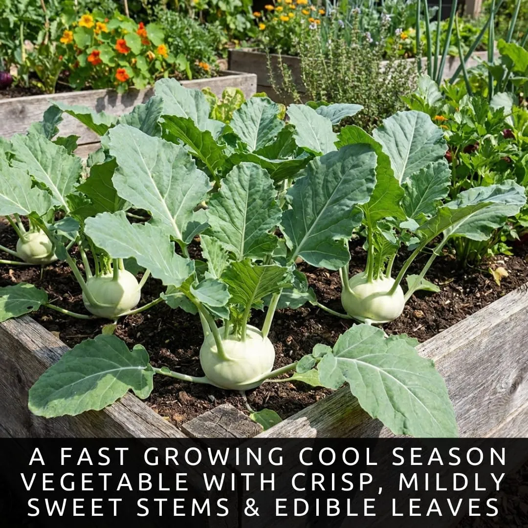 White Kohlrabi Seeds for Planting | 100 Seeds | Crisp Garden Vegetable